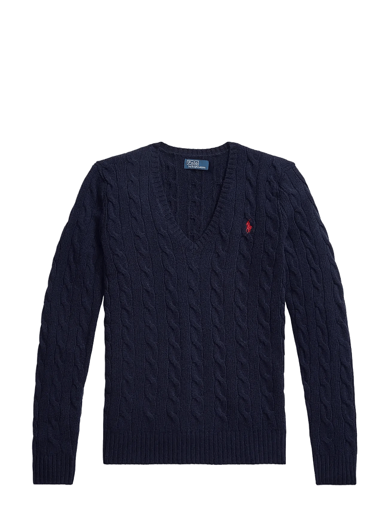Polo Ralph Lauren - Cable-Knit Wool-Cashmere V-Neck Sweater - tröjor - hunter navy - 1