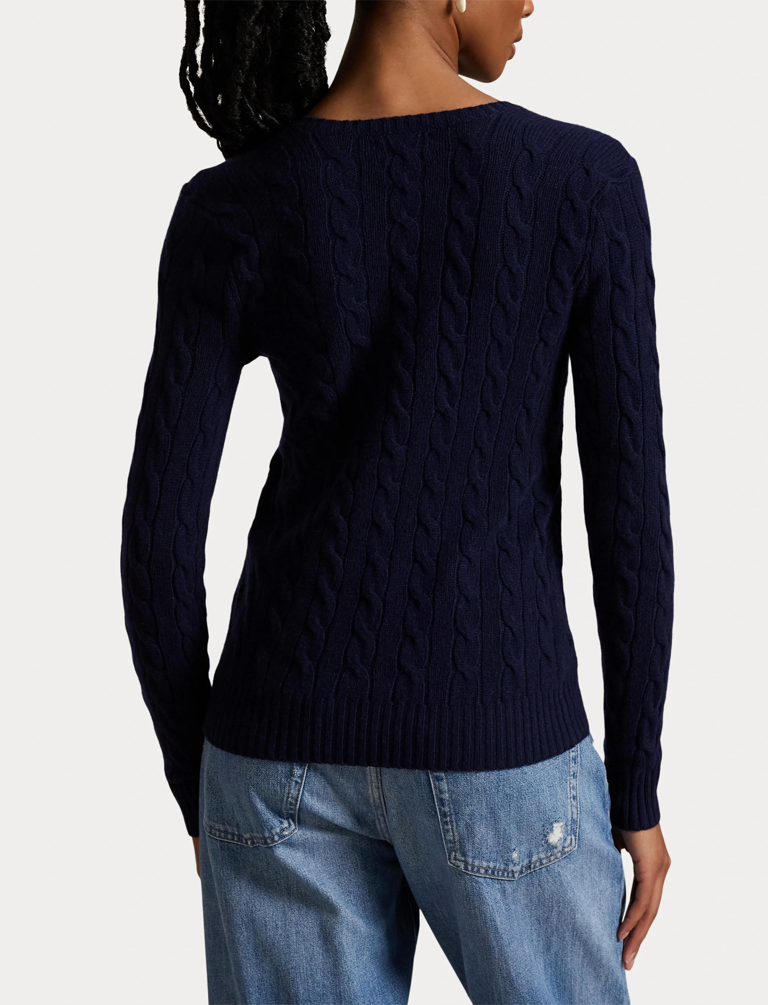 Polo Ralph Lauren Cable-Knit Wool-Cashmere V-Neck Sweater - Geburtstag - HUNTER NAVY / navy