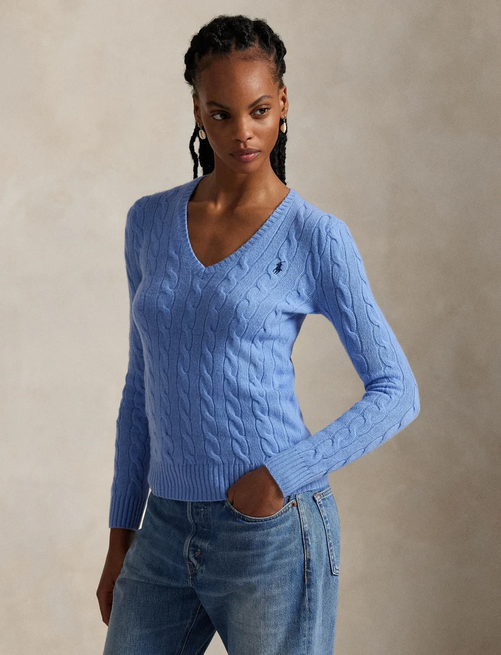 Polo Ralph Lauren - Cable-Knit Wool-Cashmere V-Neck Sweater - sviitrid - new litchfield bl - 3
