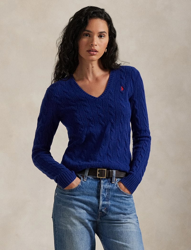 Polo Ralph Lauren - Cable-Knit Wool-Cashmere V-Neck Sweater - trøjer - winter night navy - 3