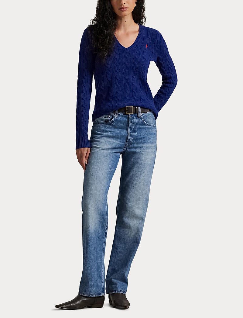 Polo Ralph Lauren - Cable-Knit Wool-Cashmere V-Neck Sweater - trøjer - winter night navy - 4