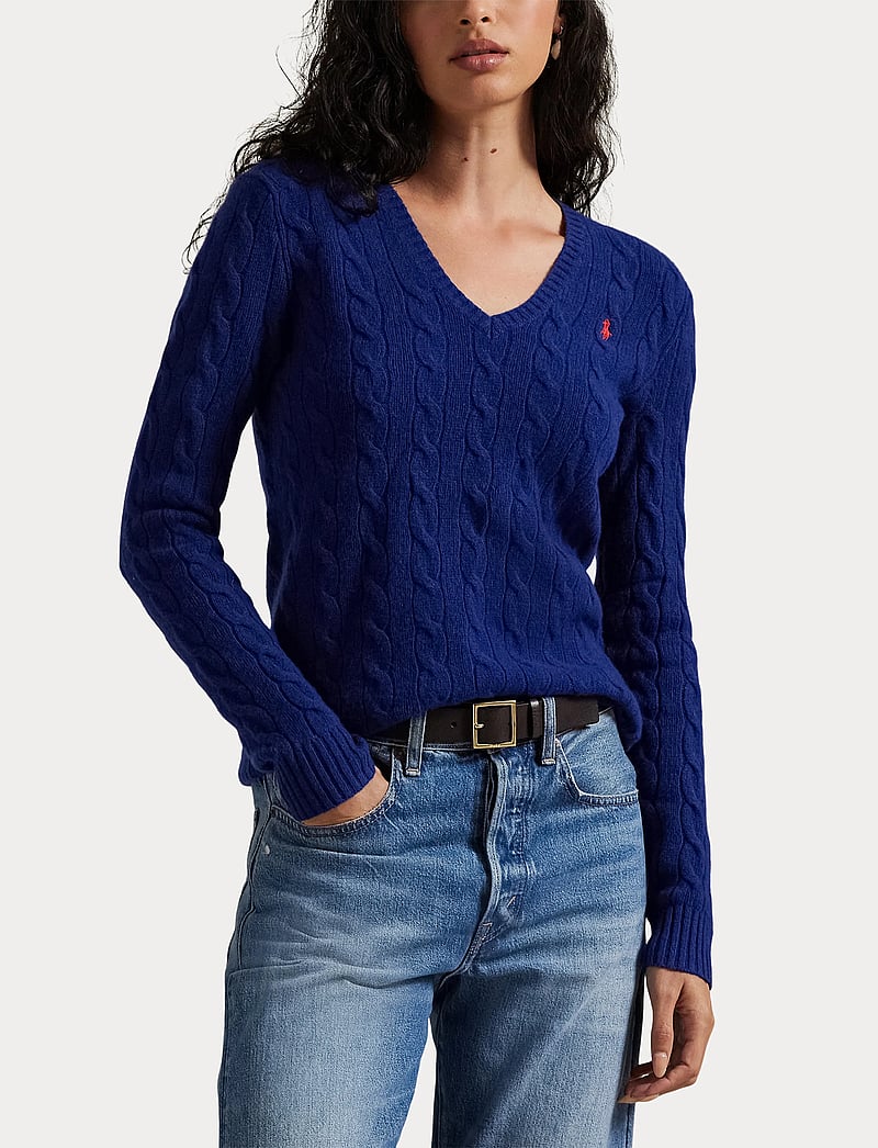 Polo Ralph Lauren - Cable-Knit Wool-Cashmere V-Neck Sweater - trøjer - winter night navy - 5