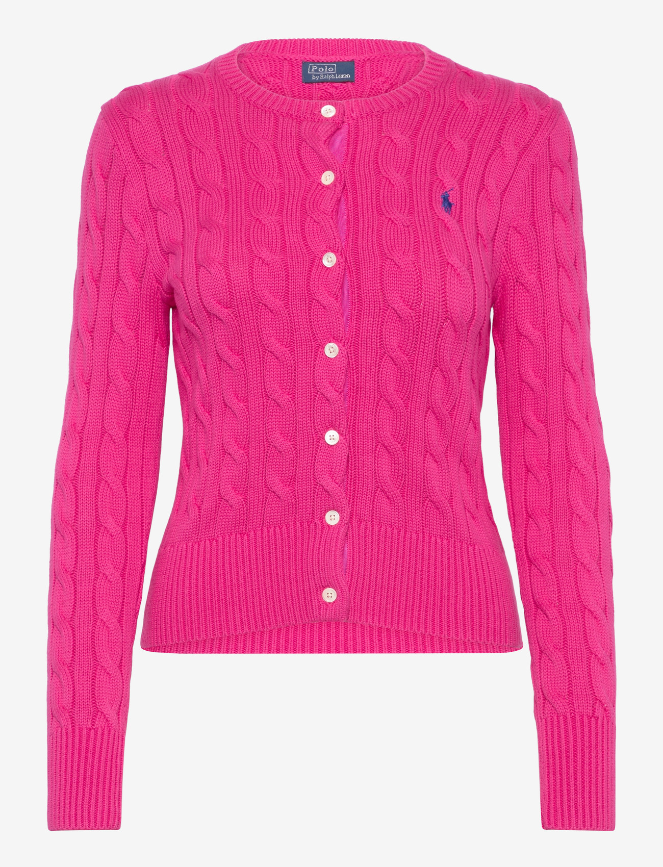 Polo Ralph Lauren - Cable-Knit Cotton Crewneck Cardigan - cardigans - accent pink - 0