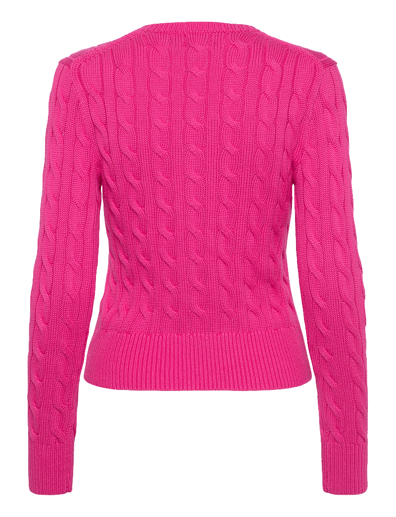 Polo Ralph Lauren - Cable-Knit Cotton Crewneck Cardigan - cardigans - accent pink - 1