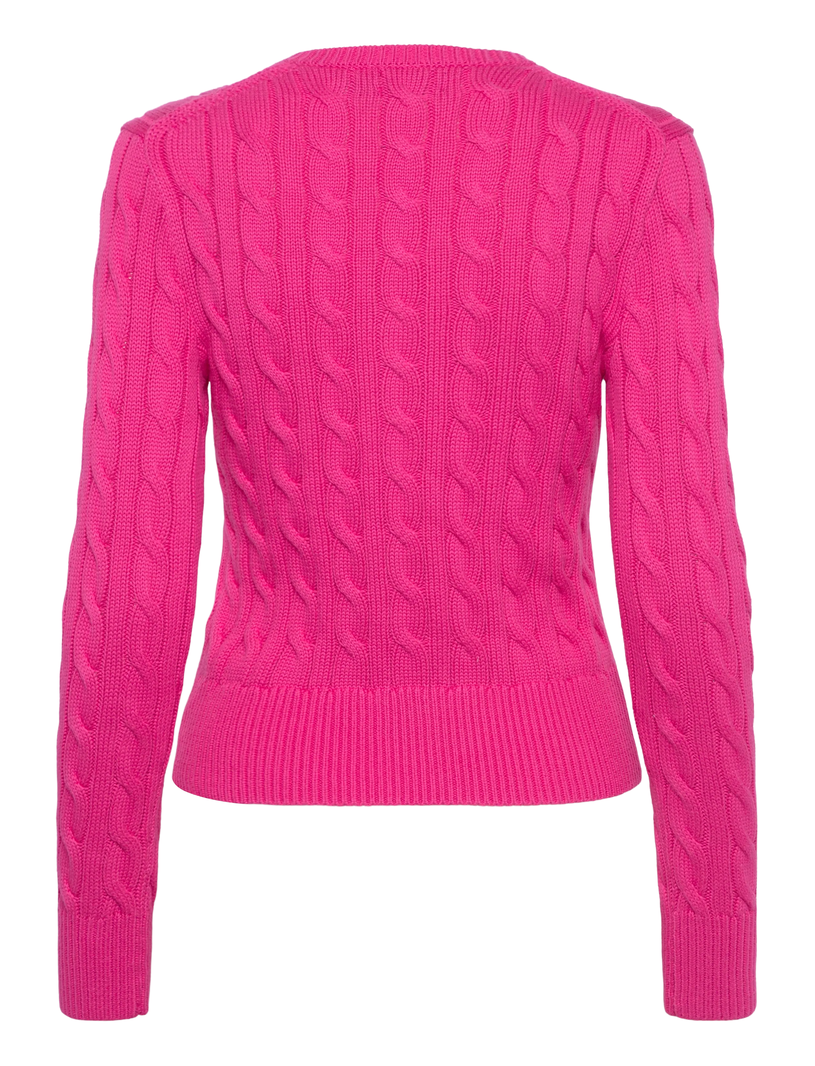 Polo Ralph Lauren - Cable-Knit Cotton Crewneck Cardigan - koftor - accent pink - 2
