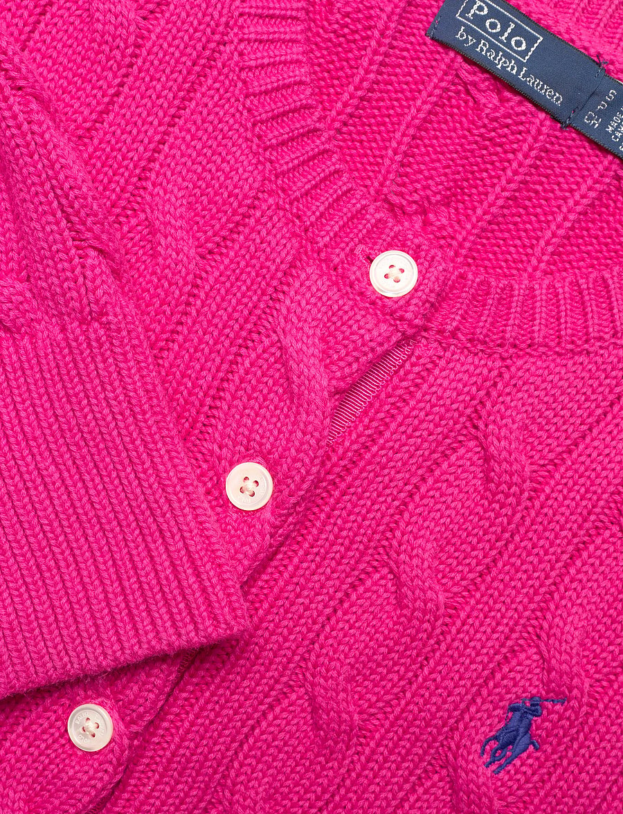 Polo Ralph Lauren - Cable-Knit Cotton Crewneck Cardigan - kardiganid - accent pink - 4