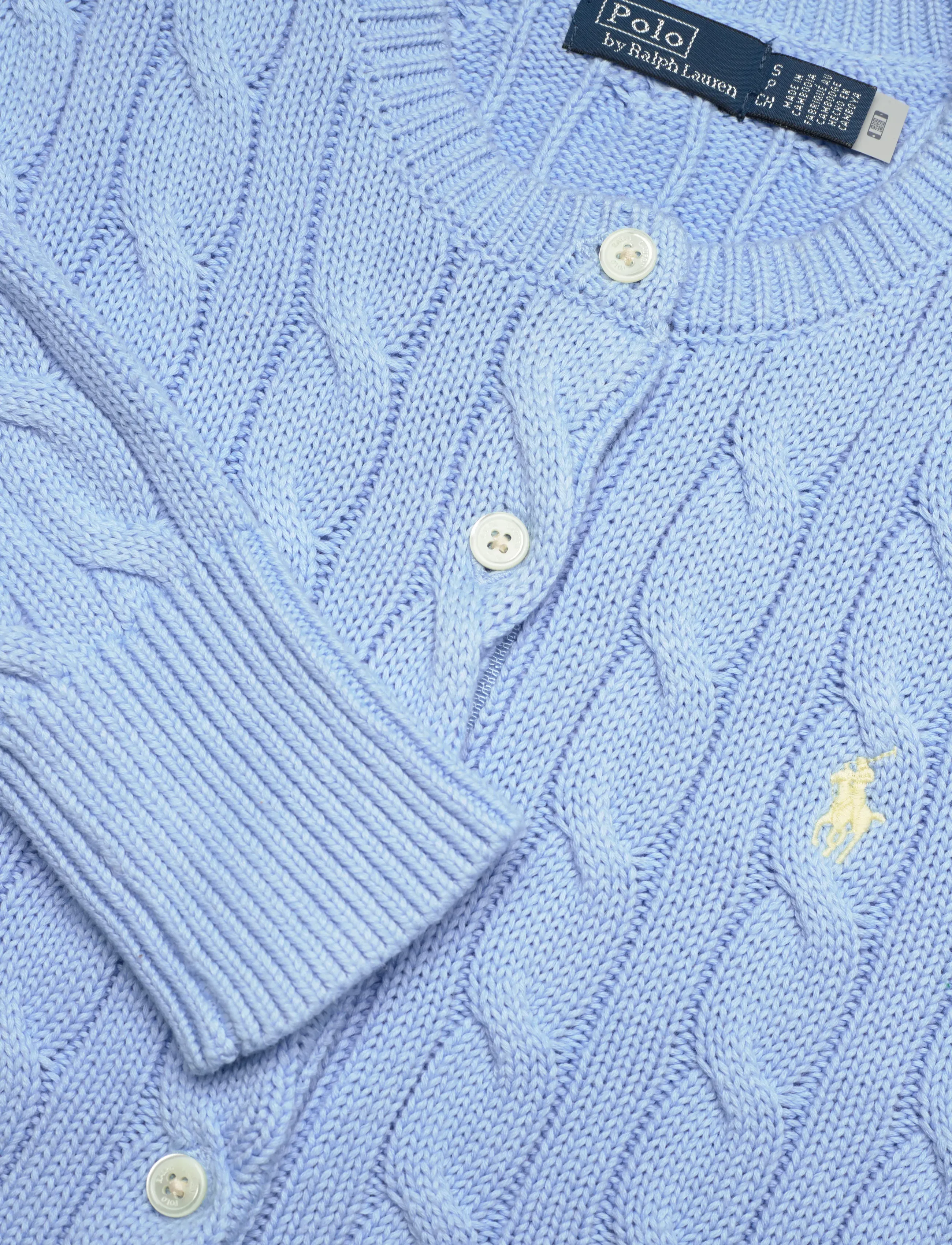 Polo Ralph Lauren - Cable-Knit Cotton Crewneck Cardigan - gilets - baby blue - 2