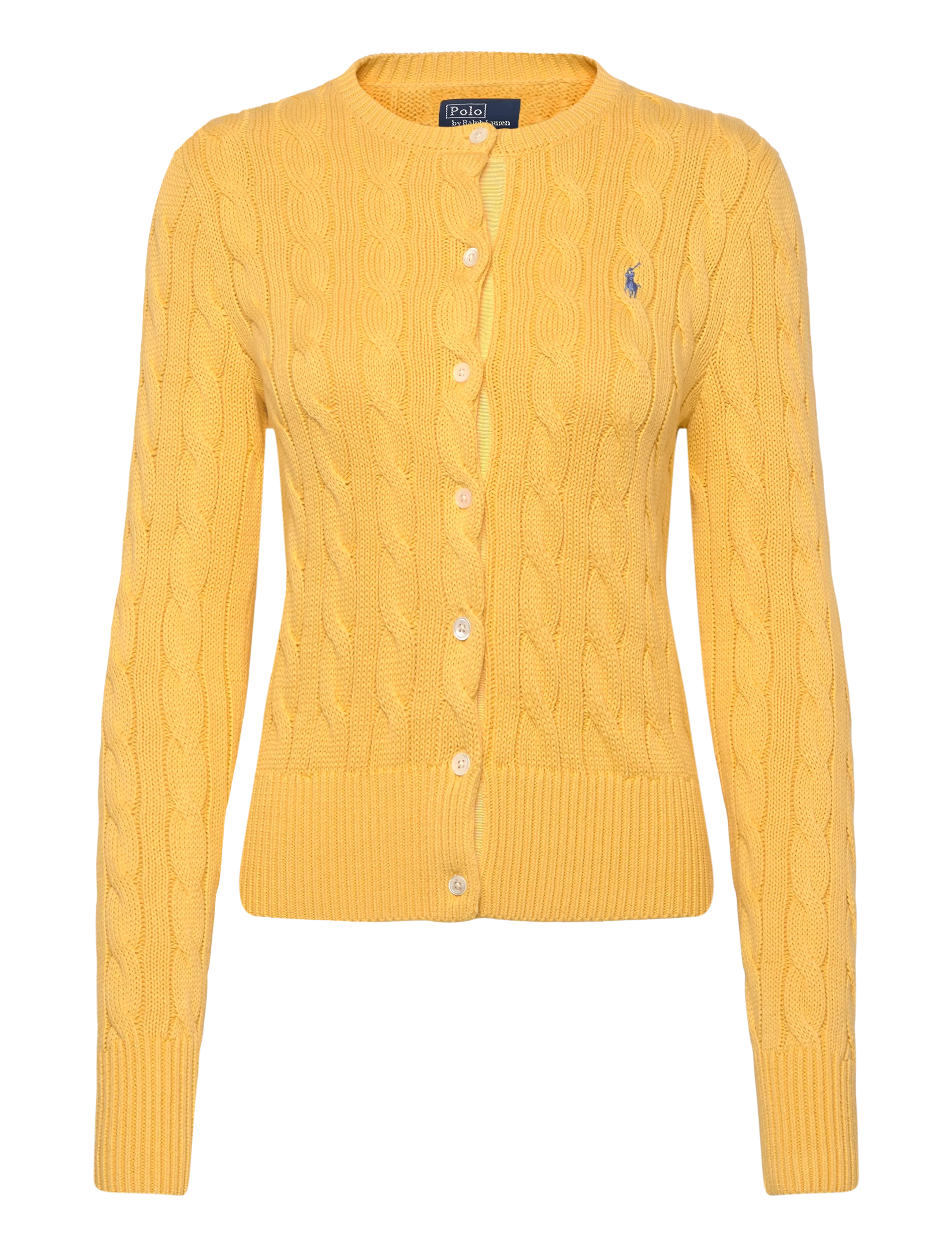 Polo Ralph Lauren Cable-Knit Cotton Crewneck Cardigan - Vis alt - BEACH YELLOW / yellow