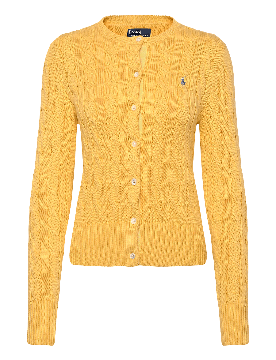 Polo Ralph Lauren - Cable-Knit Cotton Crewneck Cardigan - cardigans - beach yellow - 0