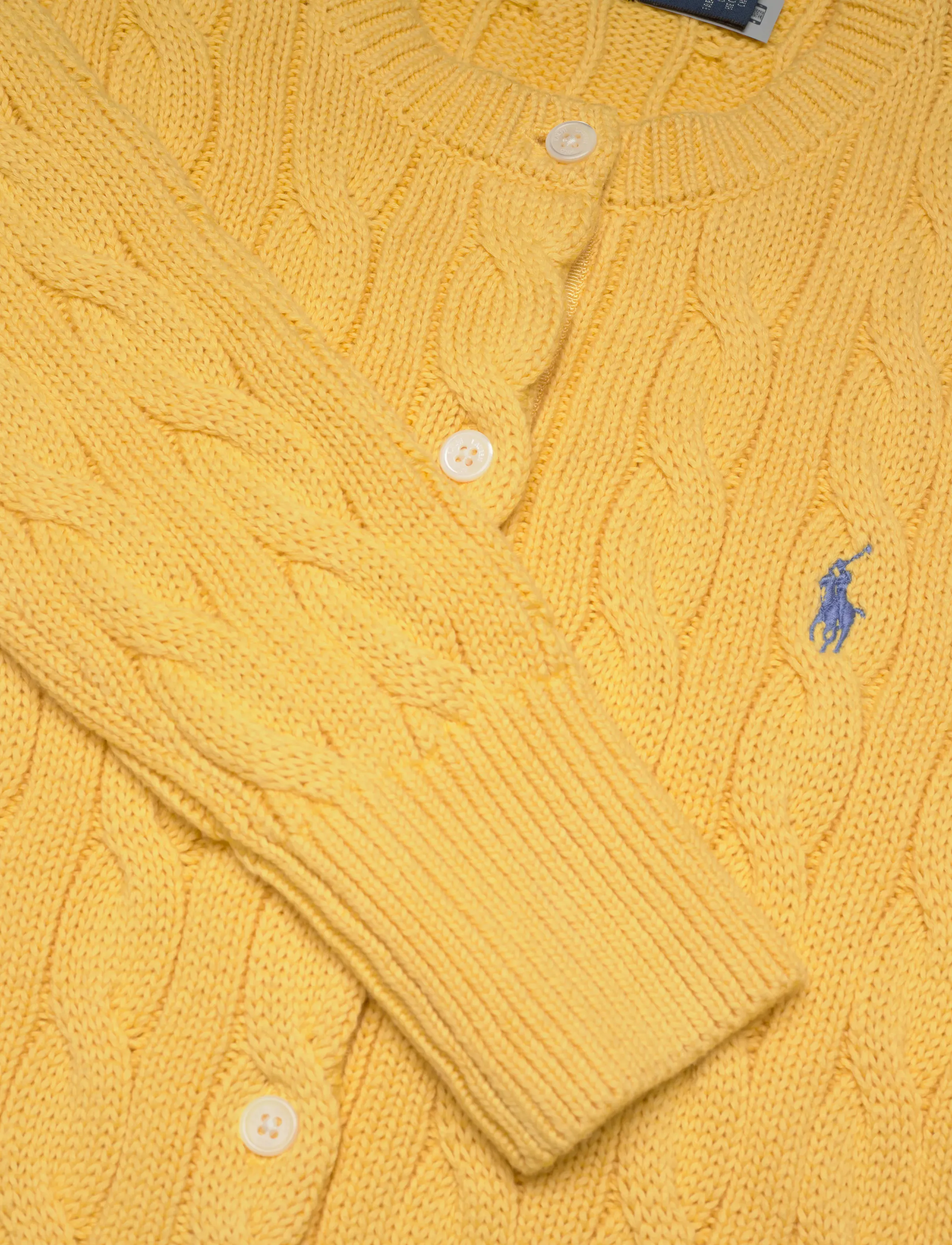 Polo Ralph Lauren - Cable-Knit Cotton Crewneck Cardigan - cardigans - beach yellow - 2