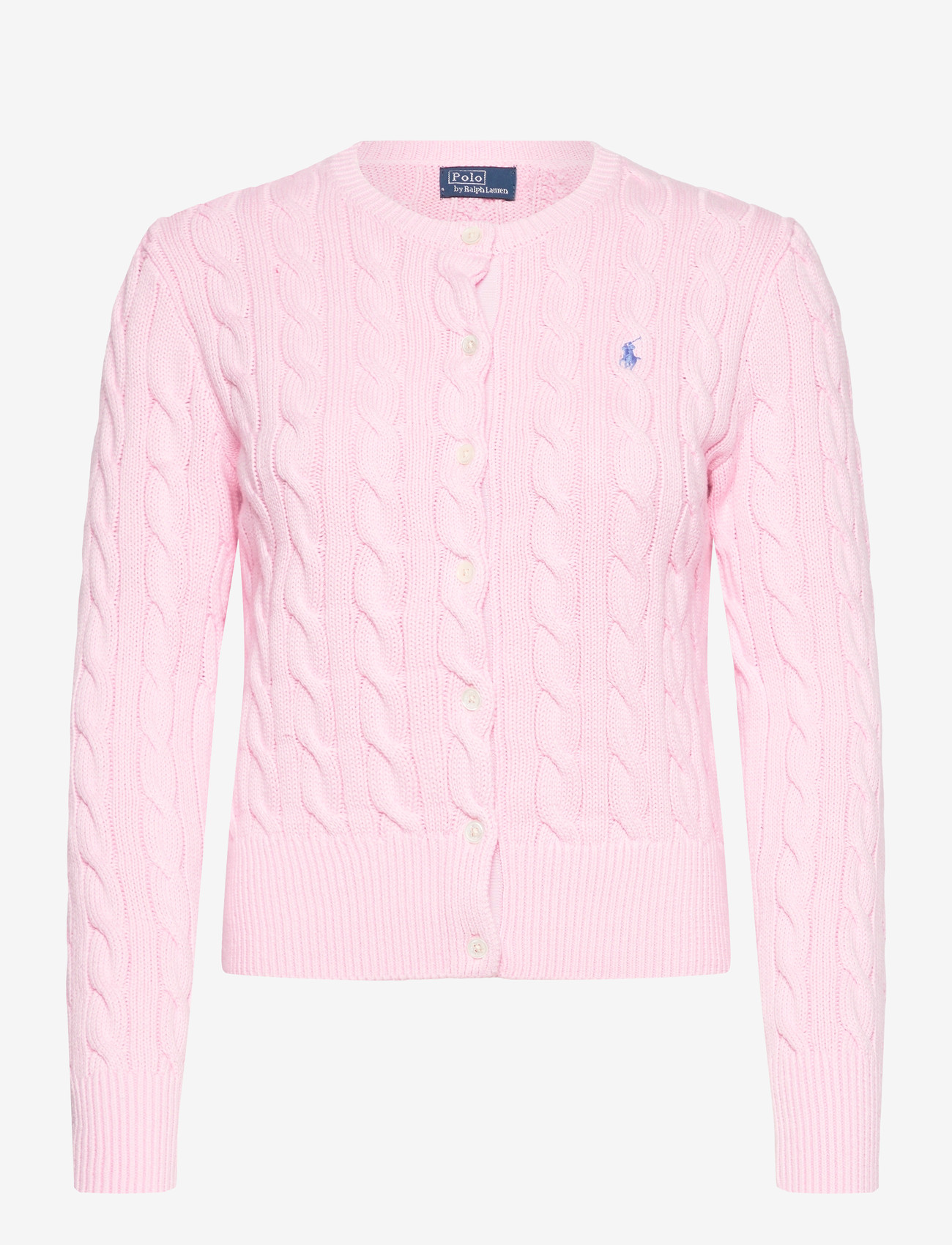 Polo Ralph Lauren - Cable-Knit Cotton Crewneck Cardigan - cardigans - carmel pink - 0