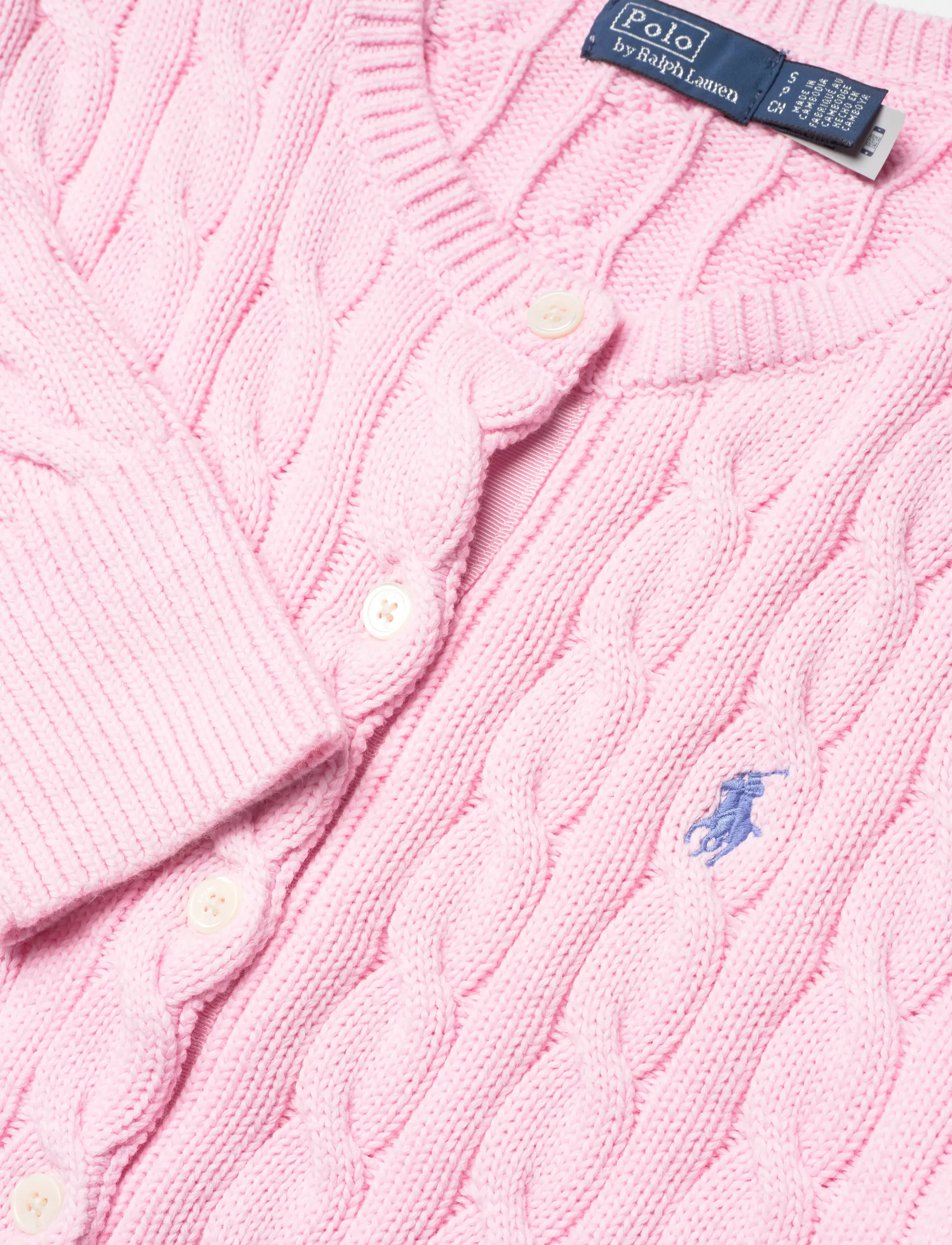 Polo Ralph Lauren - Cable-Knit Cotton Crewneck Cardigan - gilets - carmel pink - 2