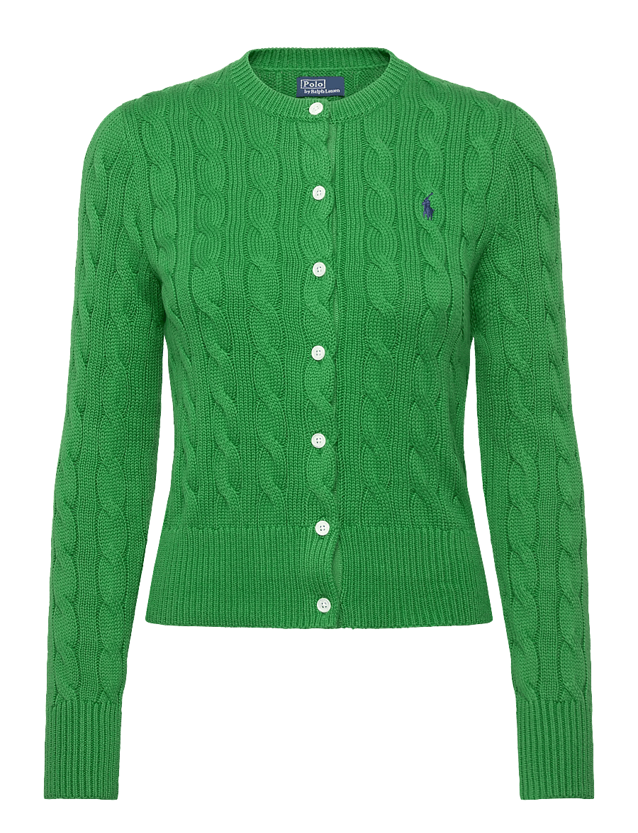 Polo Ralph Lauren - Cable-Knit Cotton Crewneck Cardigan - cardigans - fiji green - 0