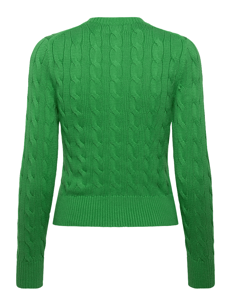 Polo Ralph Lauren - Cable-Knit Cotton Crewneck Cardigan - cardigans - fiji green - 1