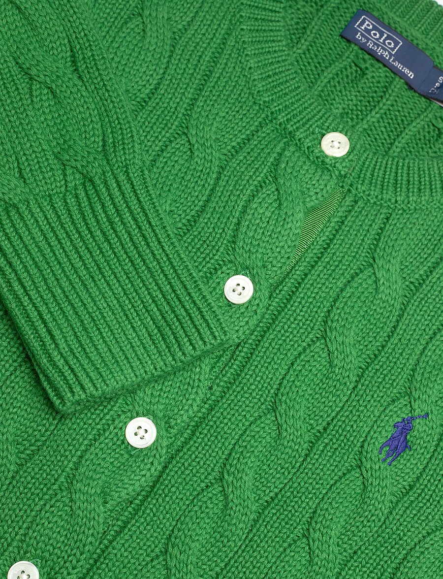 Polo Ralph Lauren - Cable-Knit Cotton Crewneck Cardigan - cardigans - fiji green - 2
