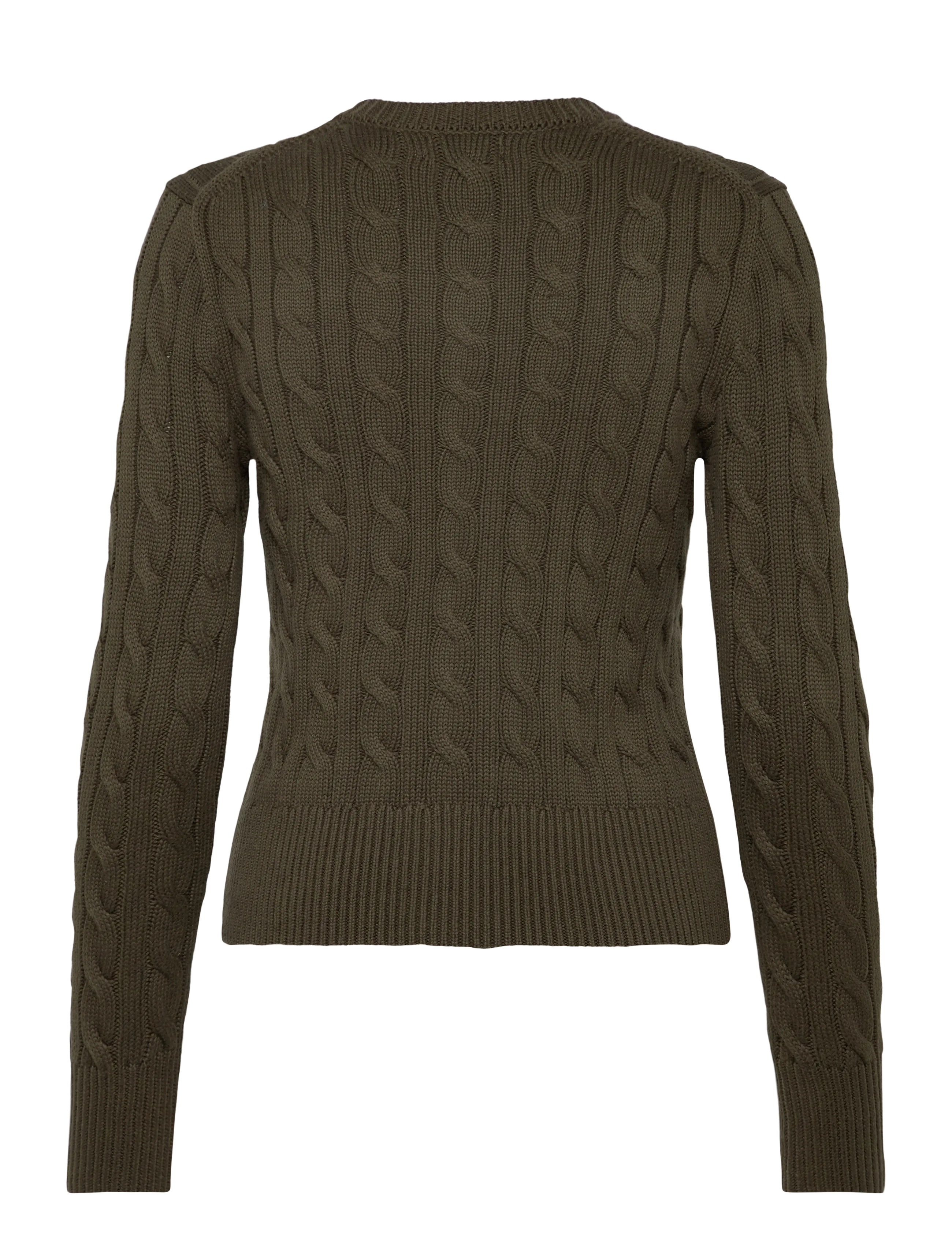 Polo Ralph Lauren - Cable-Knit Cotton Crewneck Cardigan - cardigans - harvest olive - 2