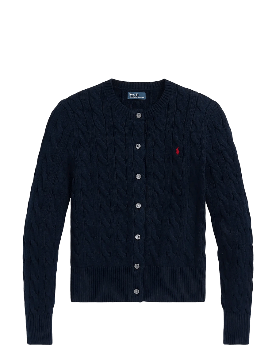 Polo Ralph Lauren - Cable-Knit Cotton Crewneck Cardigan - kardiganid - hunter navy - 1