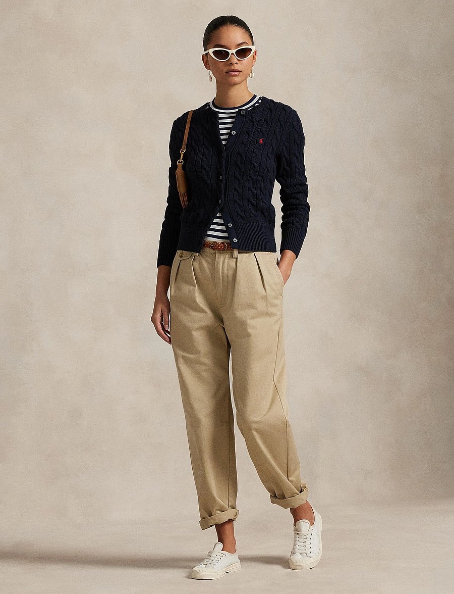 Polo Ralph Lauren - Cable-Knit Cotton Crewneck Cardigan - kardiganid - hunter navy - 0