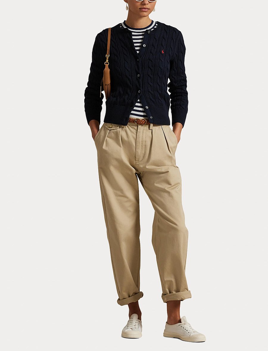 Polo Ralph Lauren - Cable-Knit Cotton Crewneck Cardigan - kardiganid - hunter navy - 4