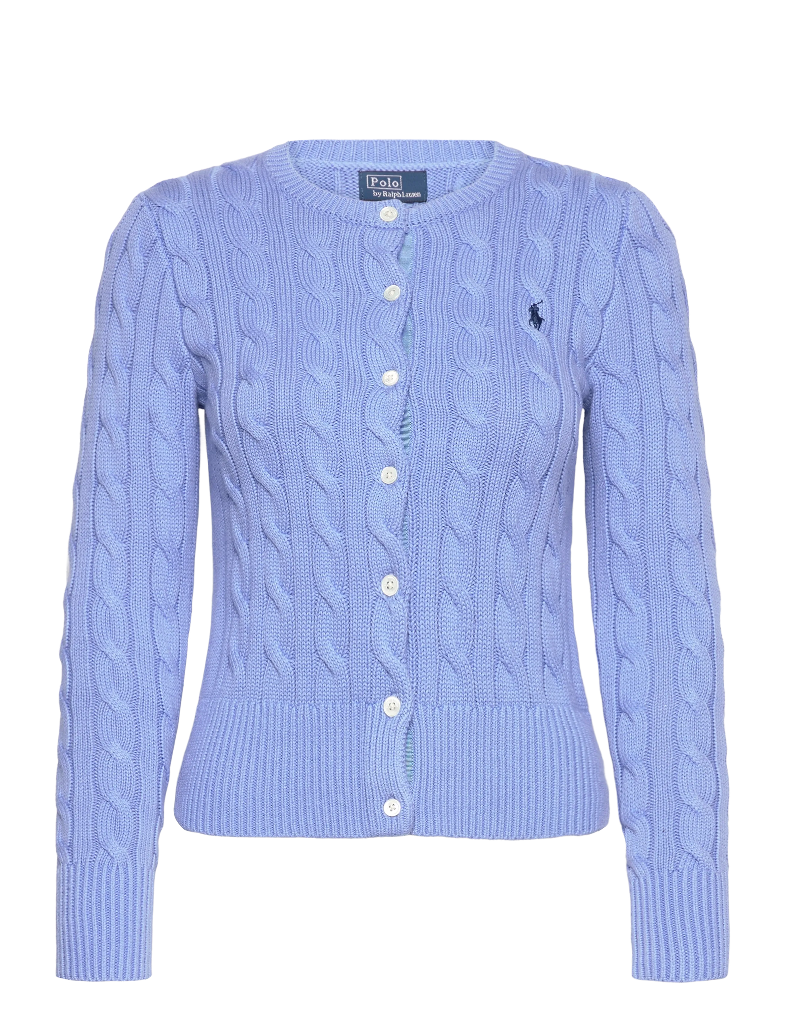 Polo Ralph Lauren Cable-Knit Cotton Crewneck Cardigan - Ralph Lauren - NEW LITCHFIELD BL / purple
