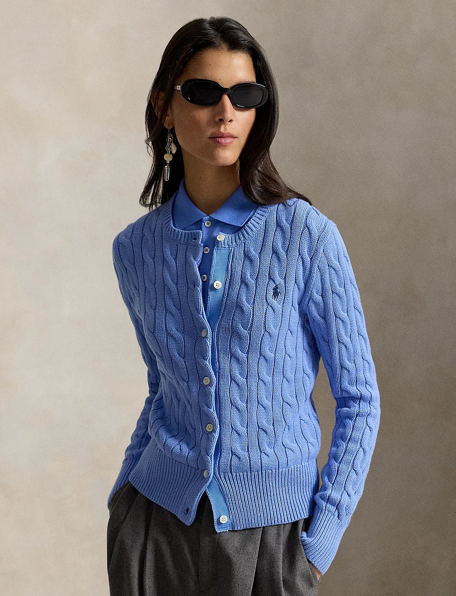 Polo Ralph Lauren - Cable-Knit Cotton Crewneck Cardigan - cardigans - new litchfield bl - 0