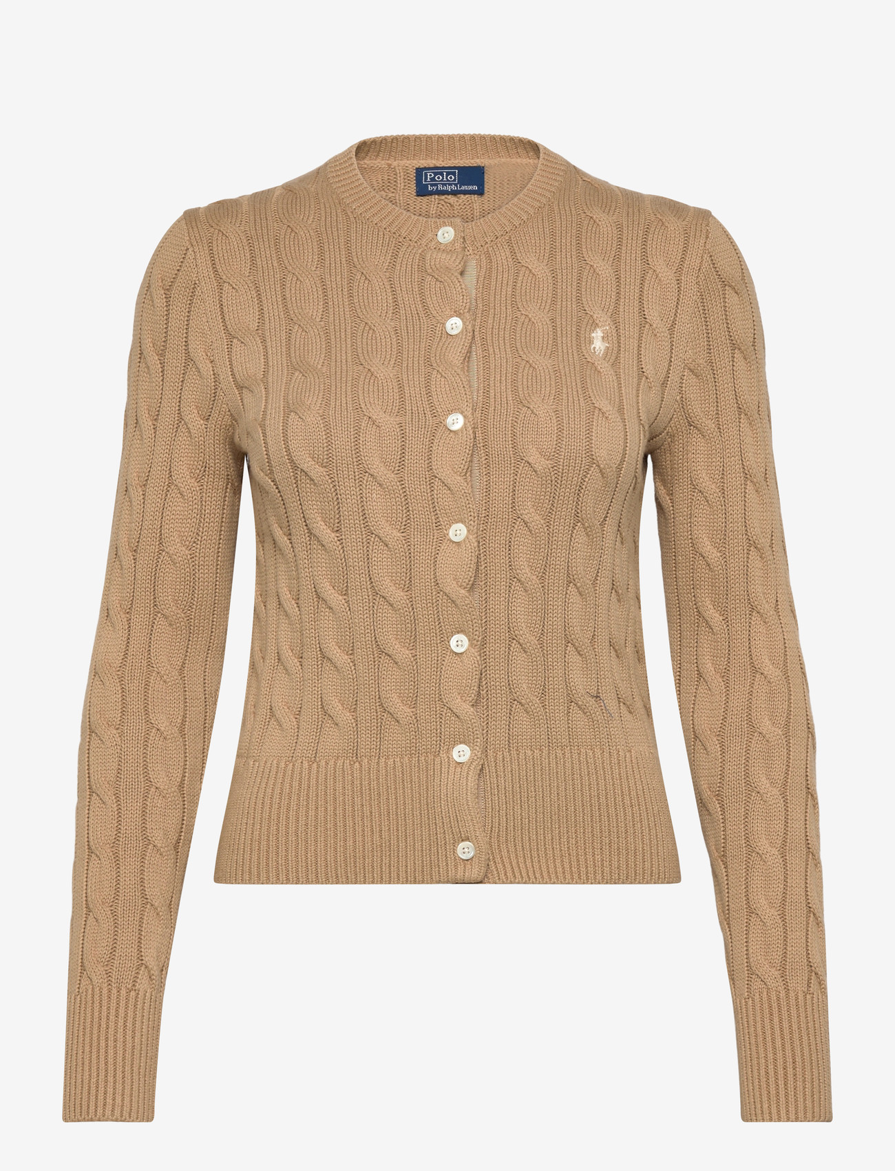 Polo Ralph Lauren - Cable-Knit Cotton Crewneck Cardigan - cardigans - vintage khaki - 0