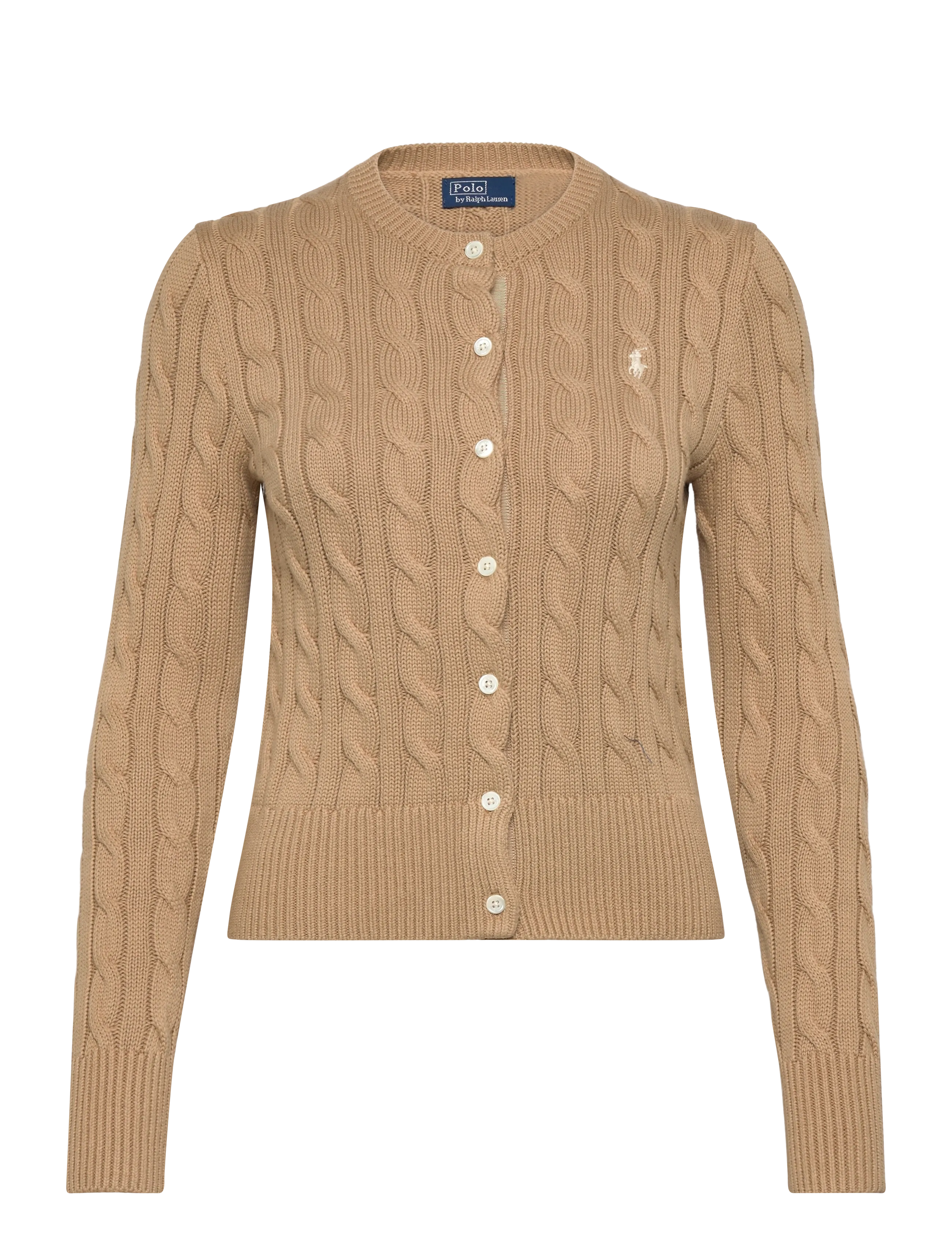 Polo Ralph Lauren Cable-Knit Cotton Crewneck Cardigan - Strickmode - VINTAGE KHAKI / beige