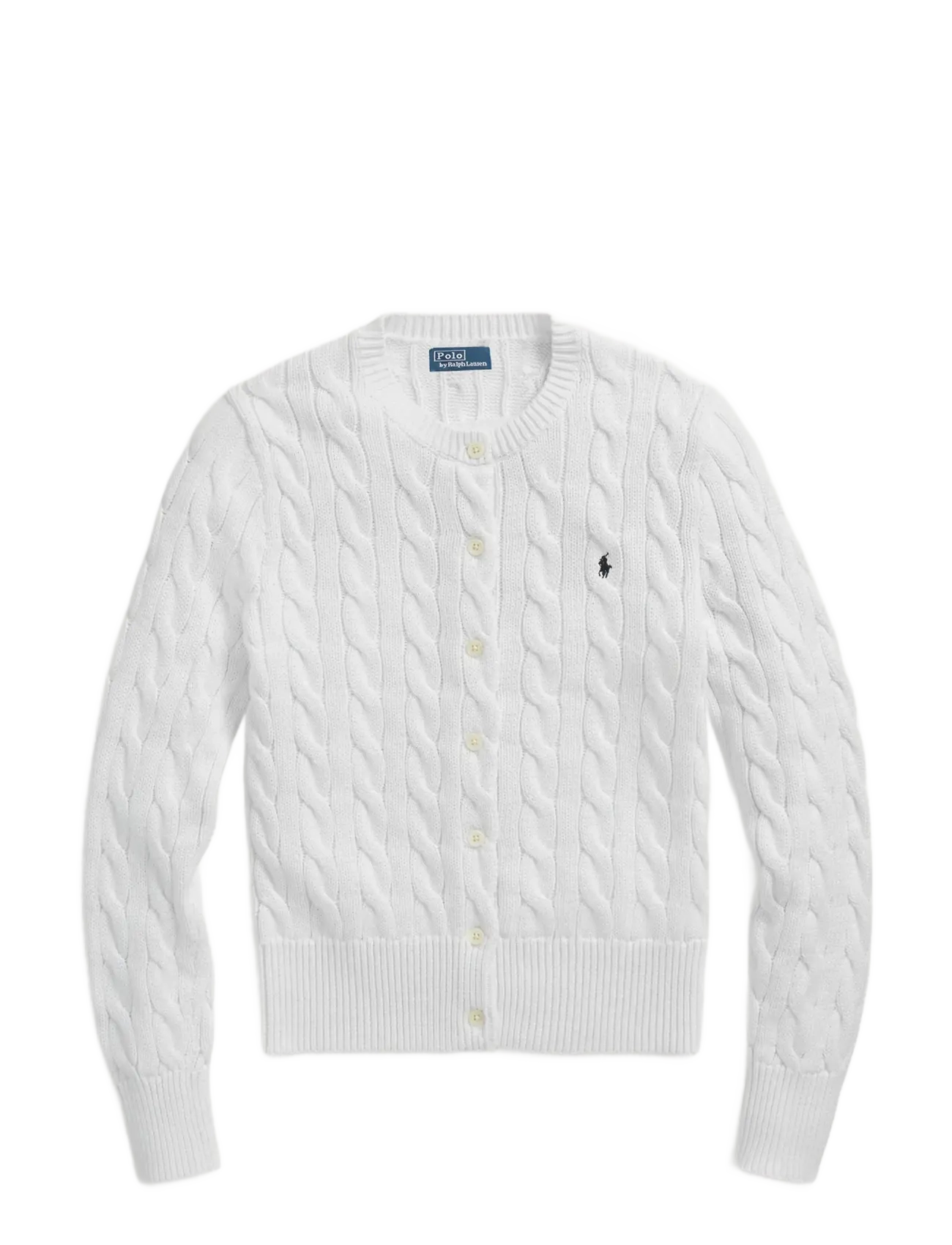 Polo Ralph Lauren Cable-Knit Cotton Crewneck Cardigan - Cardigans - WHITE / white