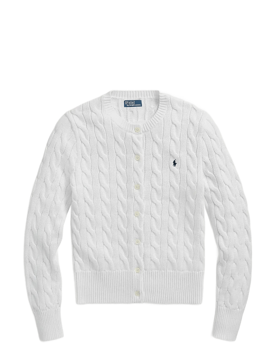 Polo Ralph Lauren - Cable-Knit Cotton Crewneck Cardigan - kardiganid - white - 1