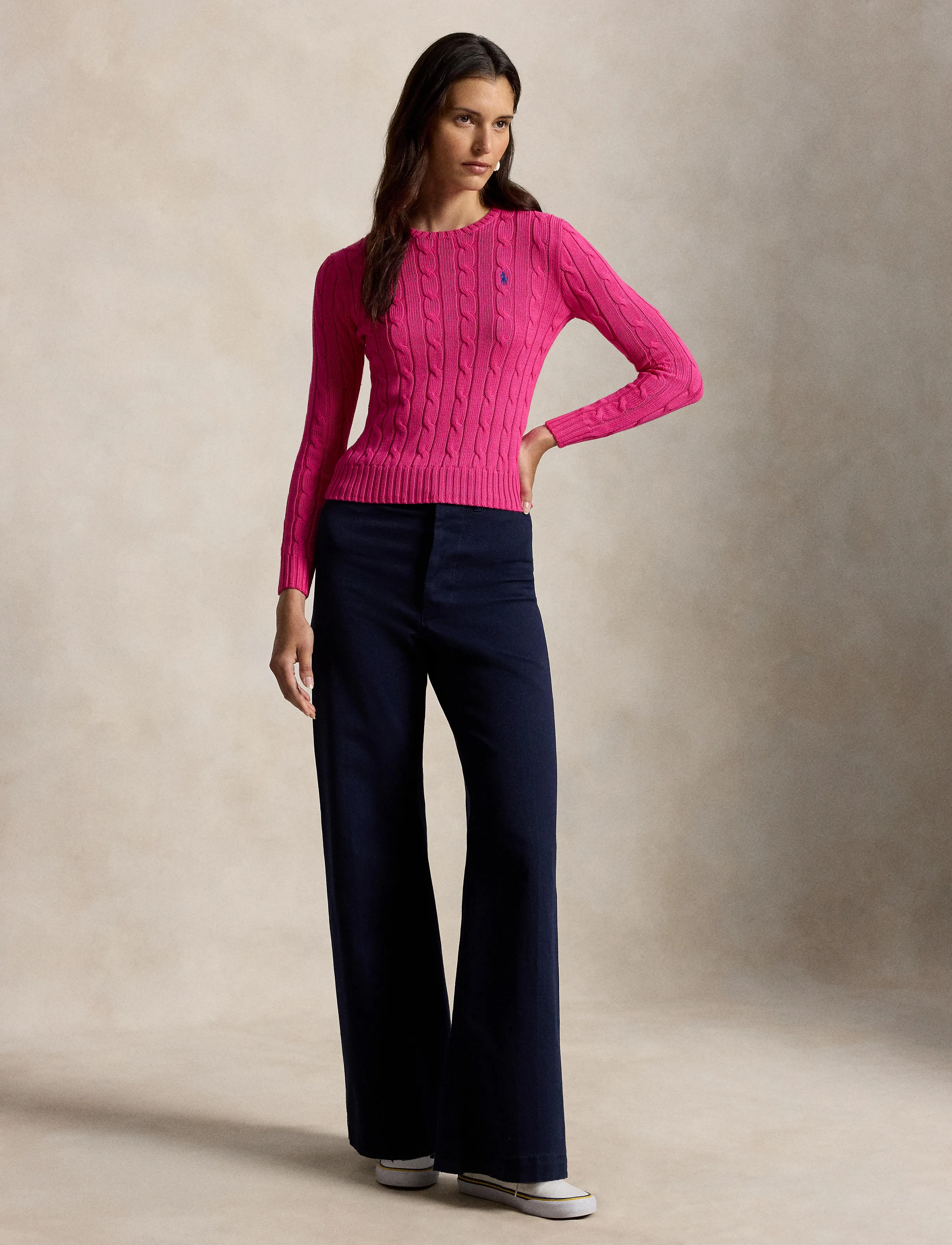 Polo Ralph Lauren Cable-Knit Cotton Crewneck Sweater - Ralph Lauren - ACCENT PINK / pink/rose