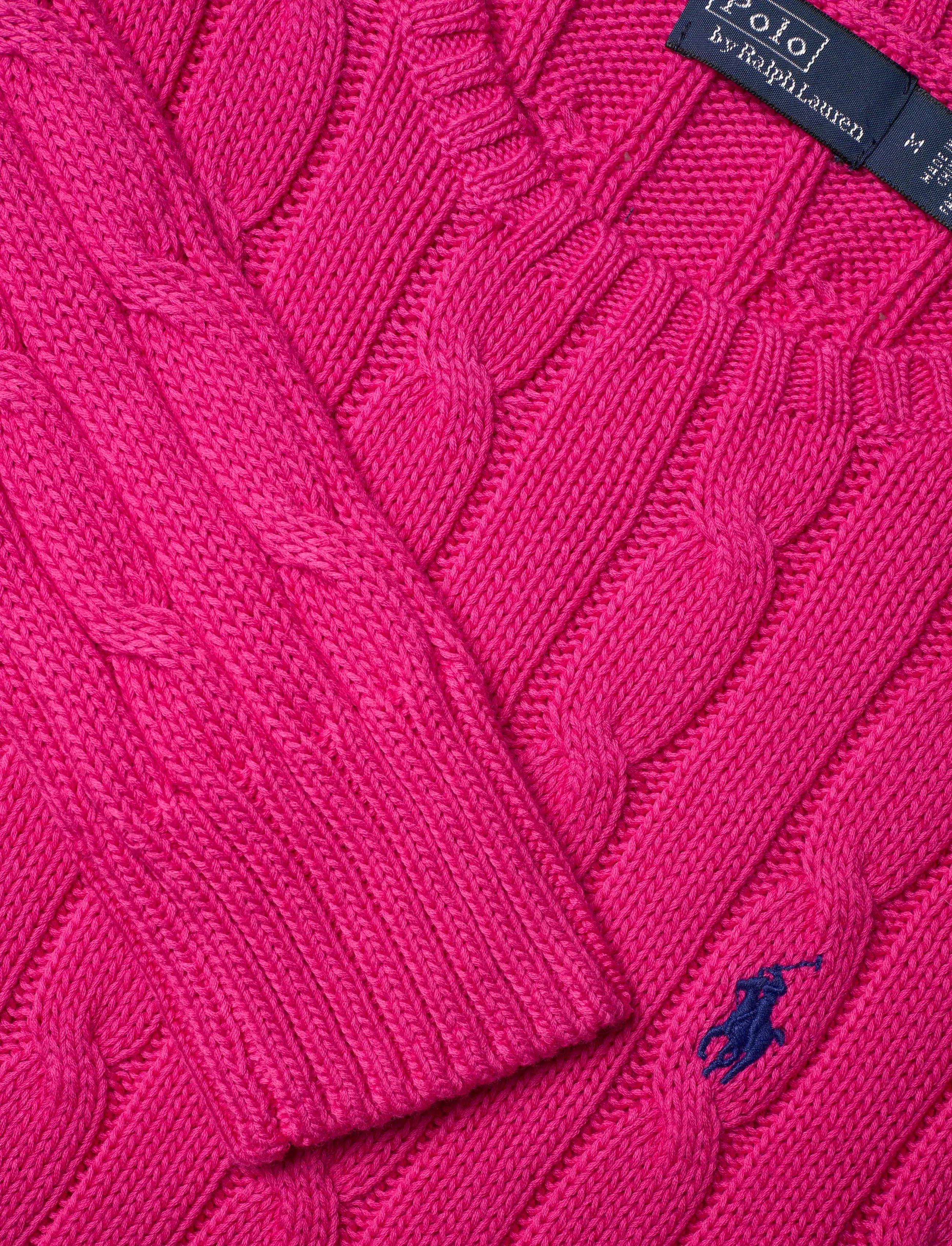 Polo Ralph Lauren - Cable-Knit Cotton Crewneck Sweater - trøjer - accent pink - 5