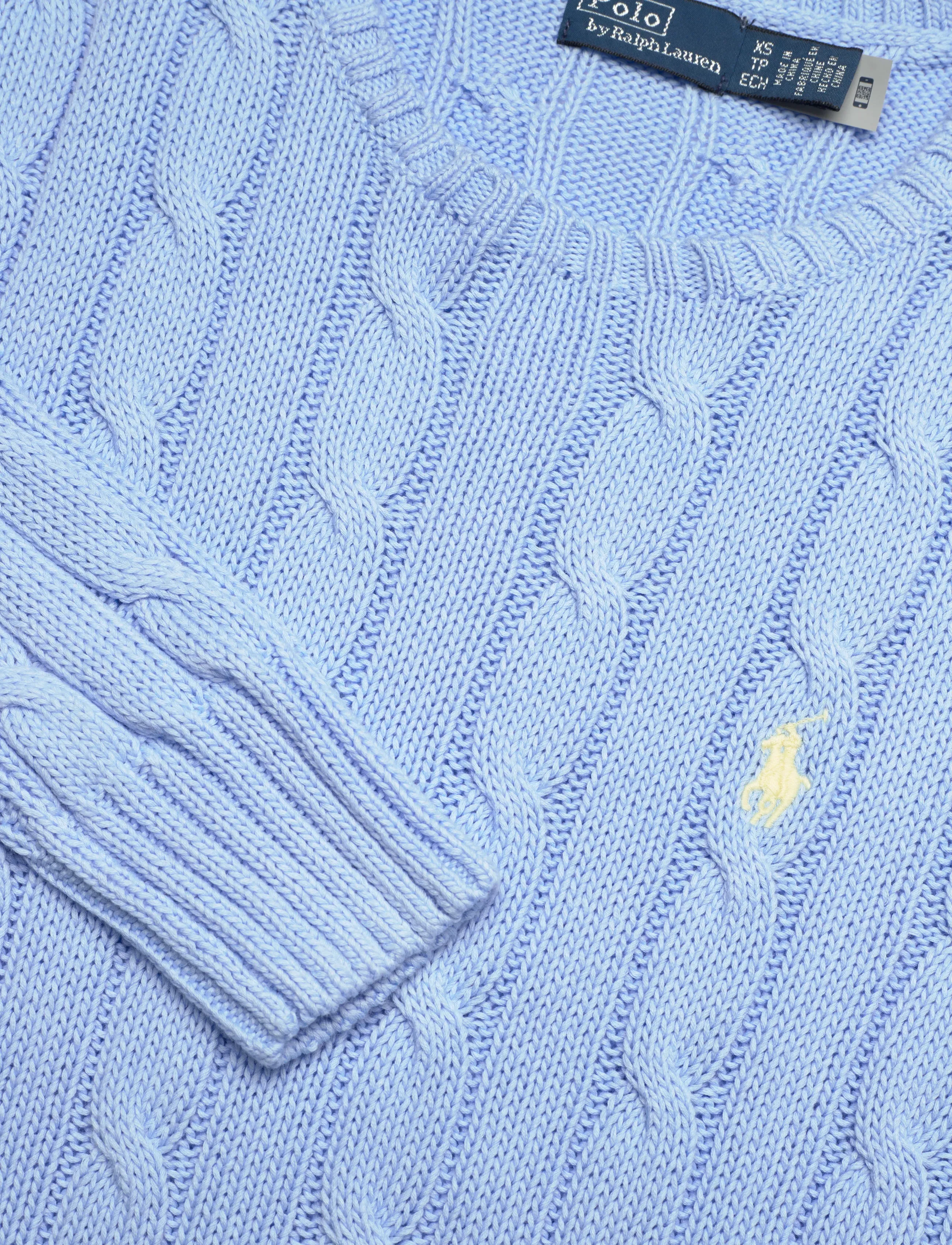 Polo Ralph Lauren - Cable-Knit Cotton Crewneck Sweater - trøjer - baby blue - 2