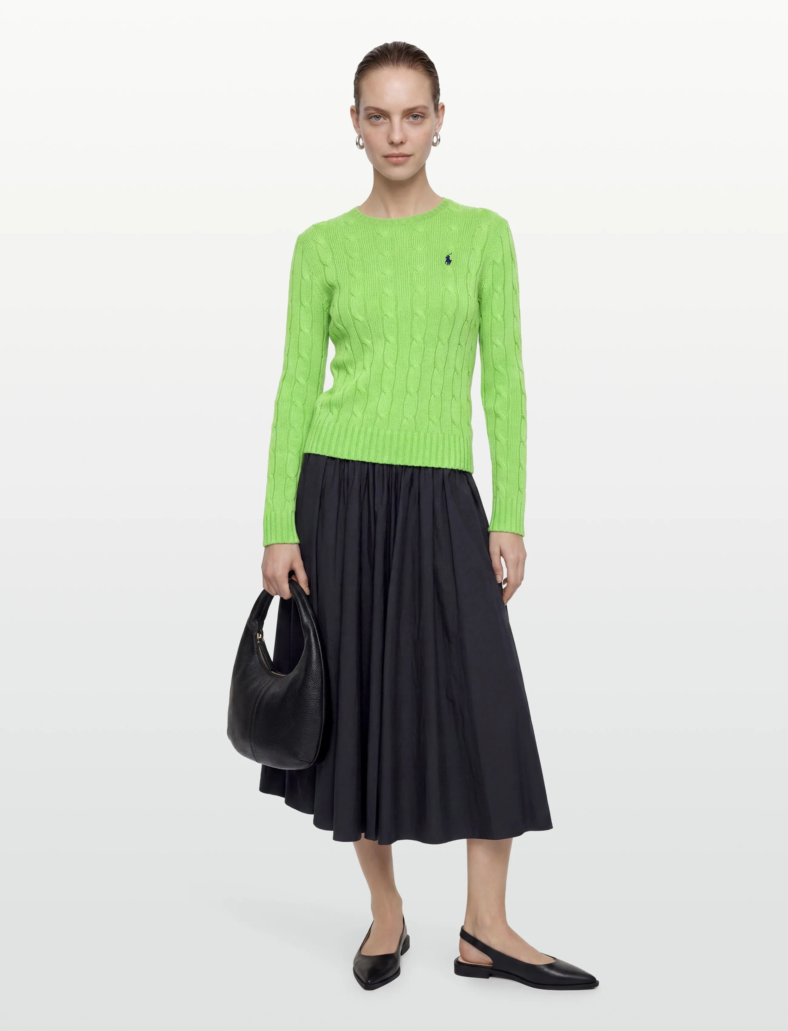 Polo Ralph Lauren Cable-Knit Cotton Crewneck Sweater - Pullover - BRIGHT LEAF / green