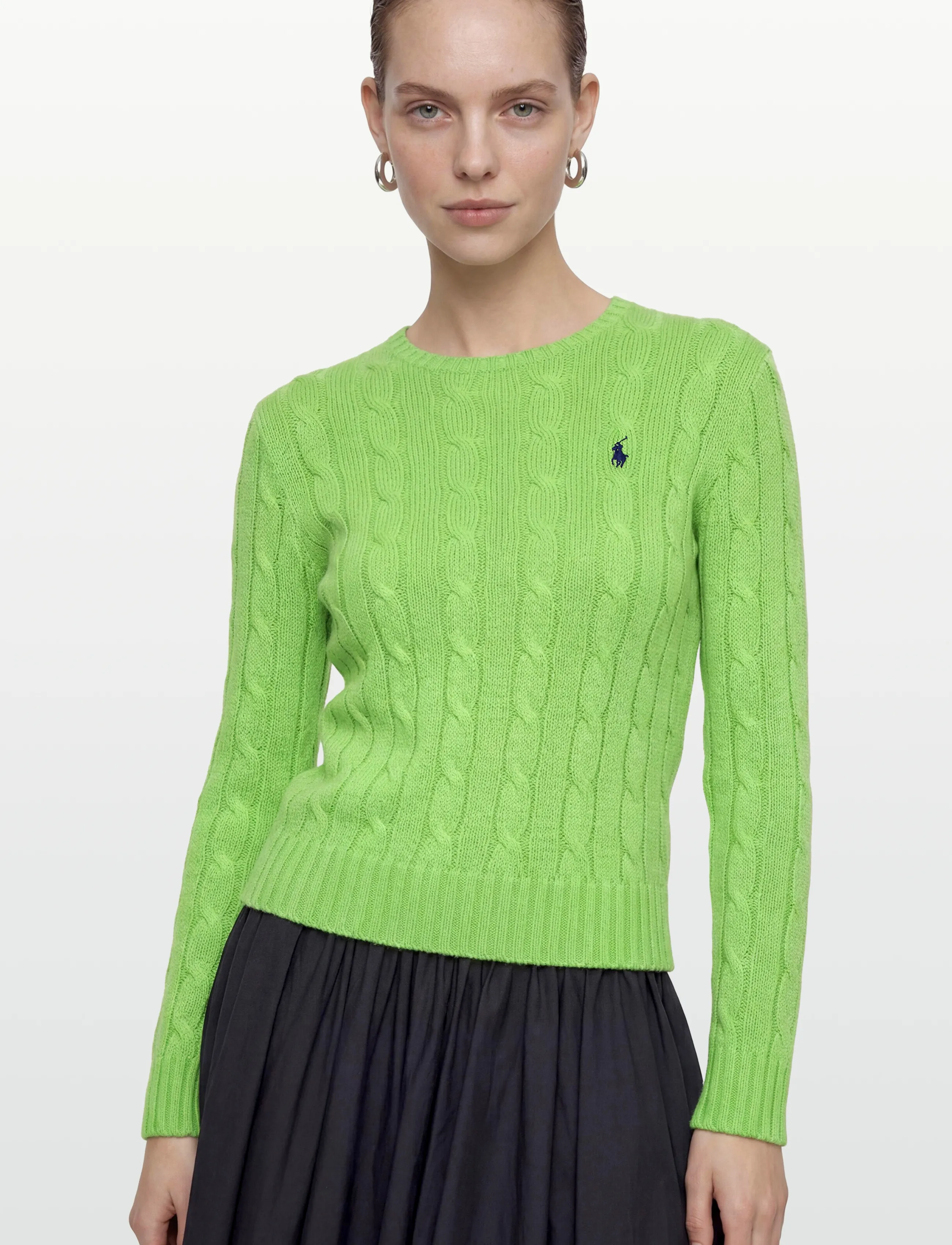 Polo Ralph Lauren - Cable-Knit Cotton Crewneck Sweater - pulls - bright leaf - 3