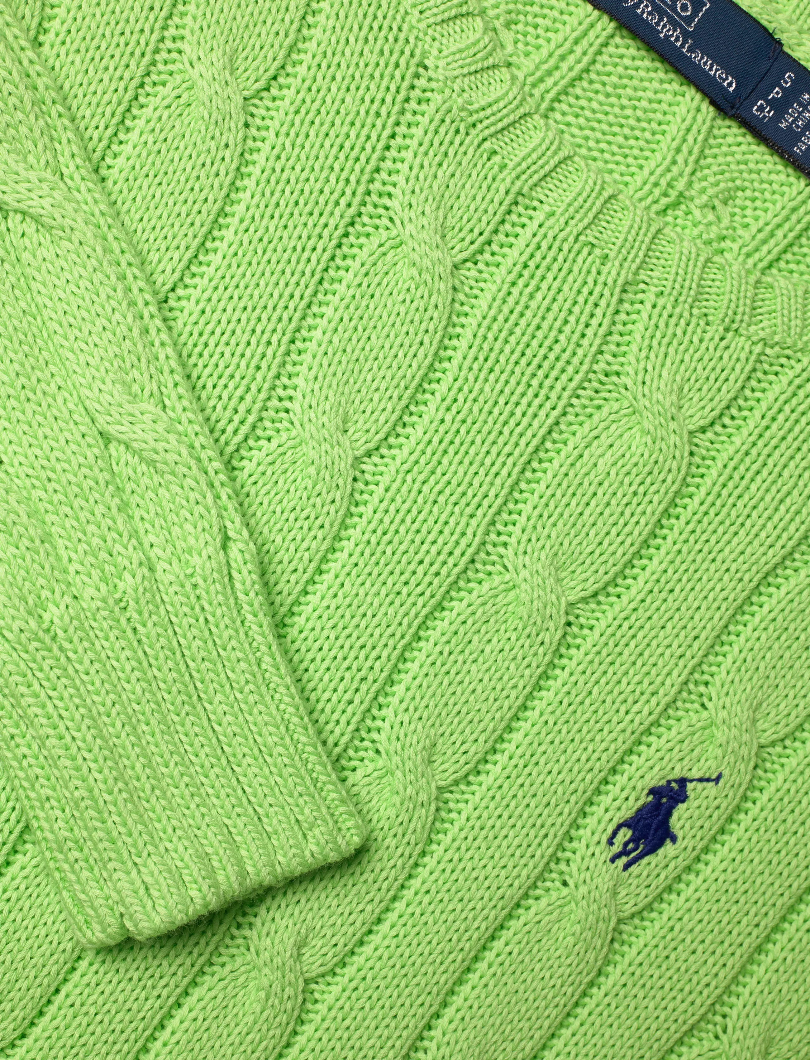 Polo Ralph Lauren - Cable-Knit Cotton Crewneck Sweater - pulls - bright leaf - 5
