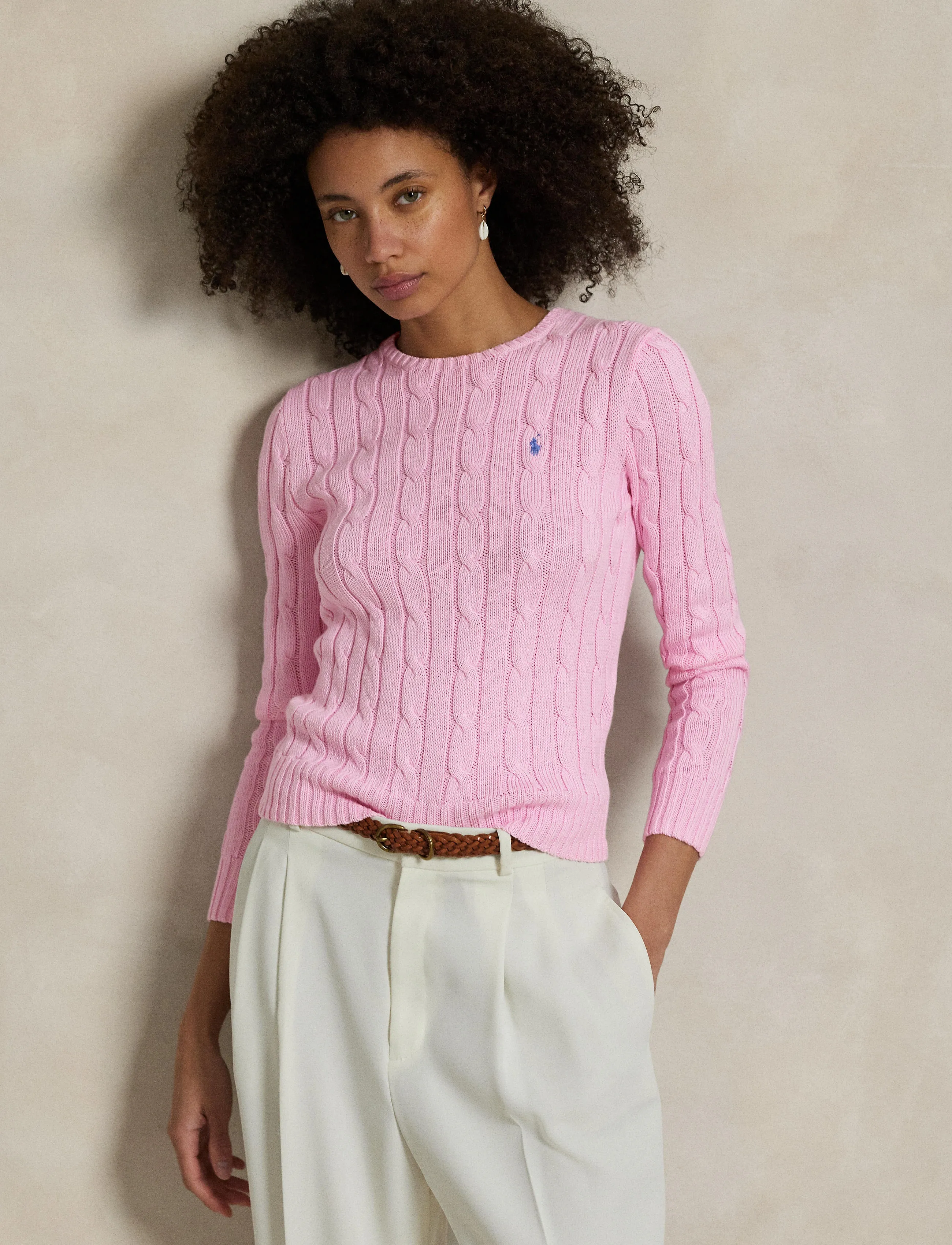 Polo Ralph Lauren - Cable-Knit Cotton Crewneck Sweater - sviitrid - carmel pink - 3