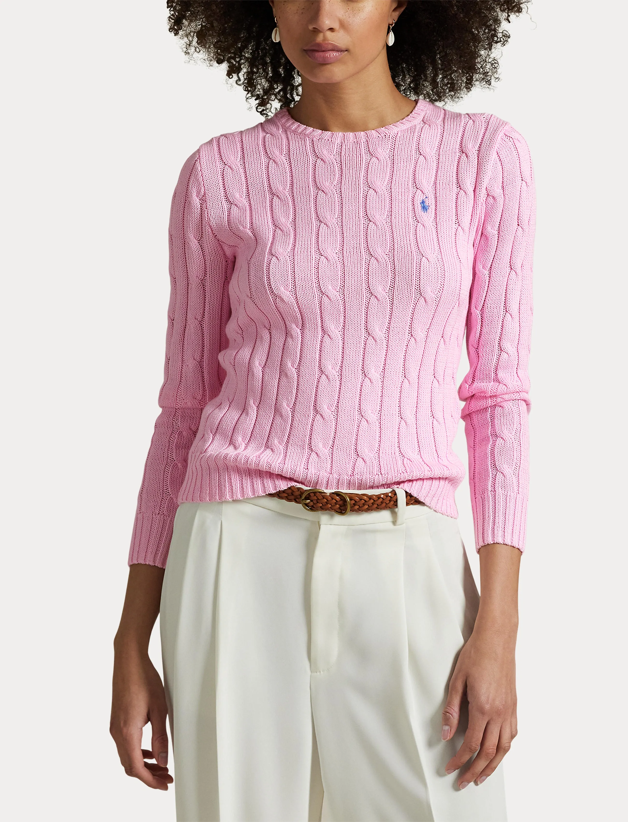 Polo Ralph Lauren - Cable-Knit Cotton Crewneck Sweater - sviitrid - carmel pink - 4