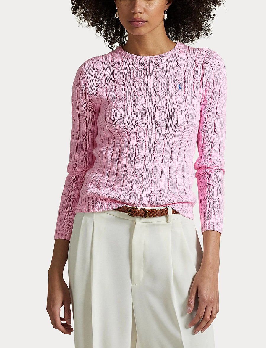 Polo Ralph Lauren - Cable-Knit Cotton Crewneck Sweater - neulepuserot - carmel pink - 4