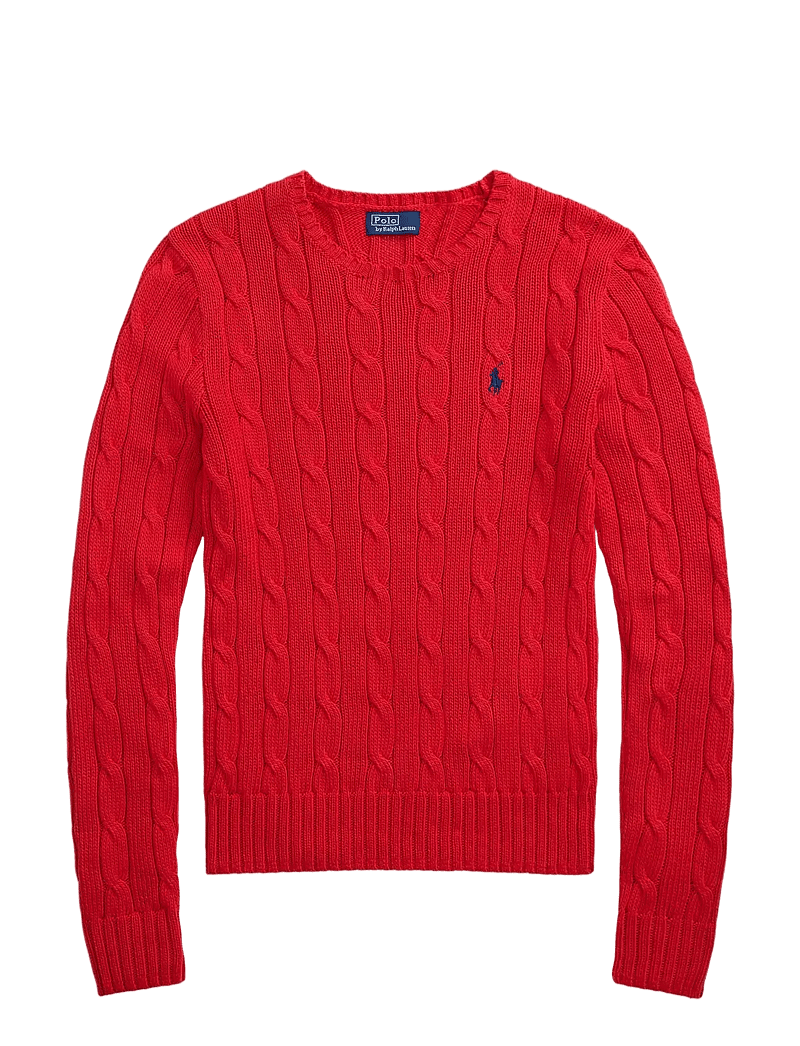 Polo Ralph Lauren - Cable-Knit Cotton Crewneck Sweater - tröjor - deep orangey red - 1