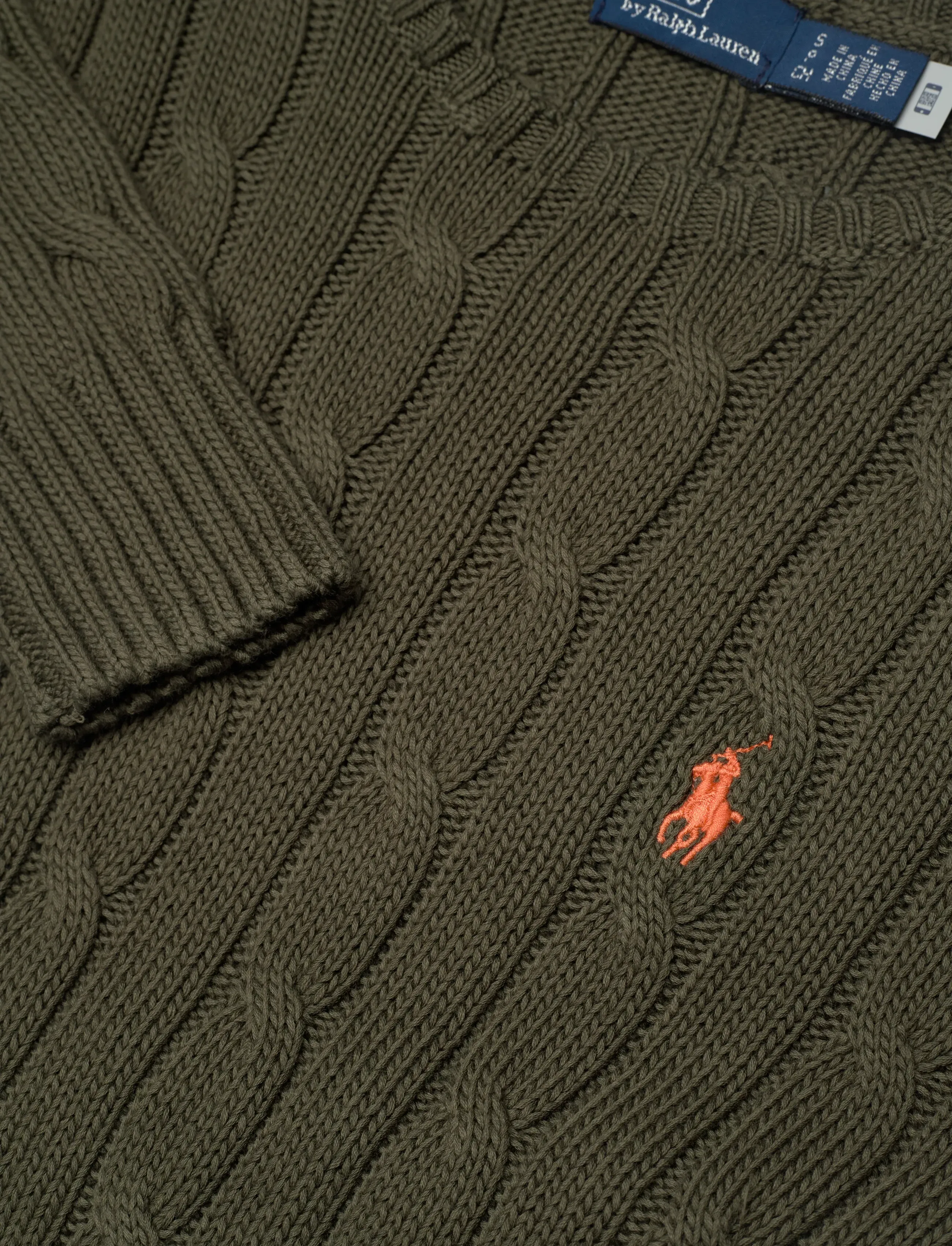 Polo Ralph Lauren - Cable-Knit Cotton Crewneck Sweater - trøjer - harvest olive - 2