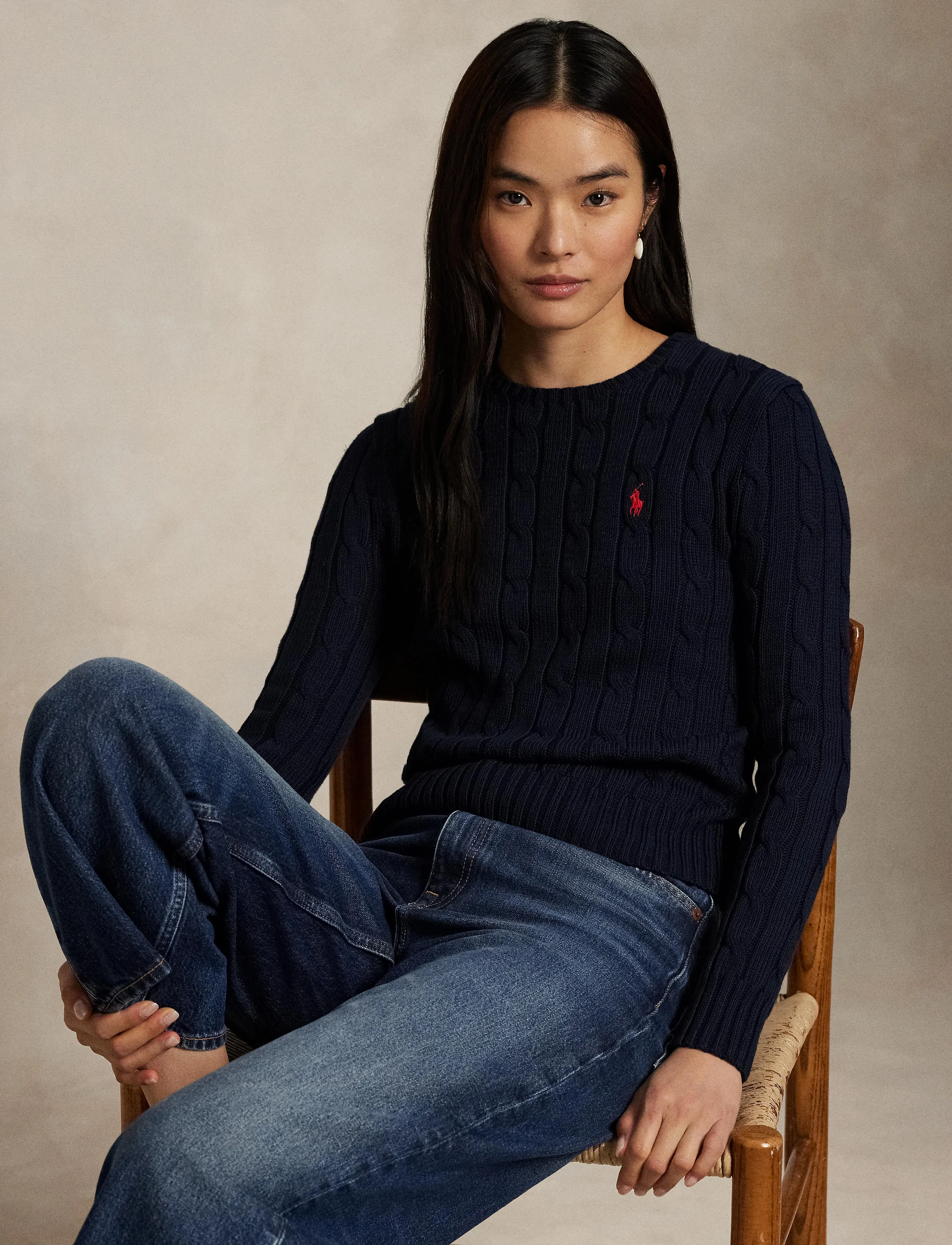 Polo Ralph Lauren - Cable-Knit Cotton Crewneck Sweater - pulls - hunter navy - 3