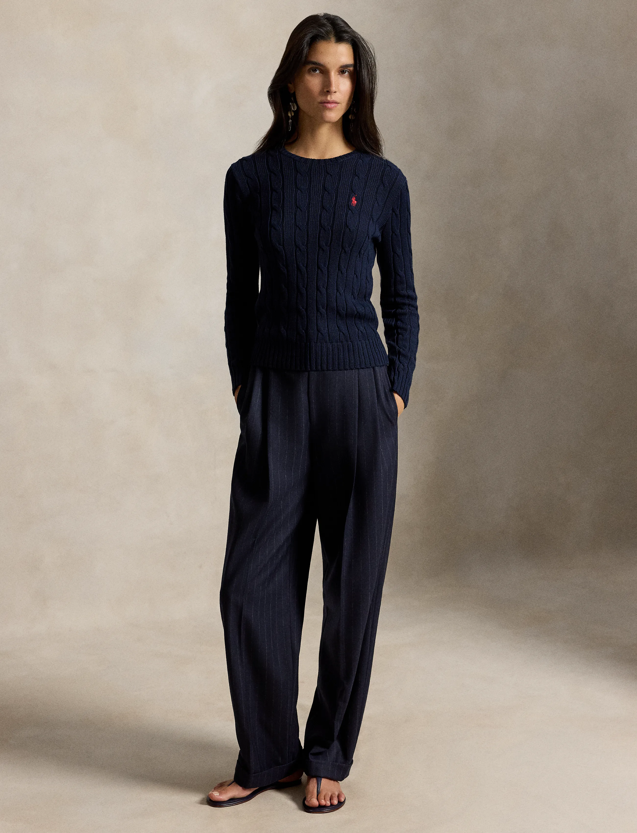Polo Ralph Lauren - Cable-Knit Cotton Crewneck Sweater - pulls - hunter navy - 4