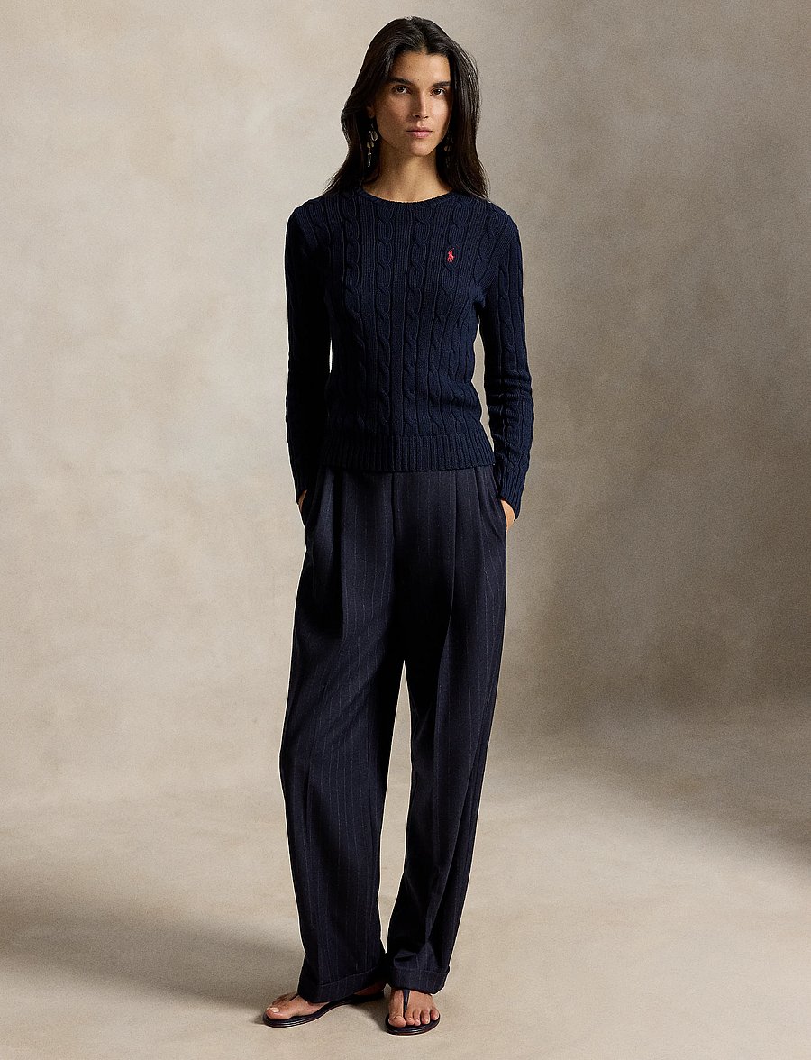 Polo Ralph Lauren - Cable-Knit Cotton Crewneck Sweater - džemperi - hunter navy - 4