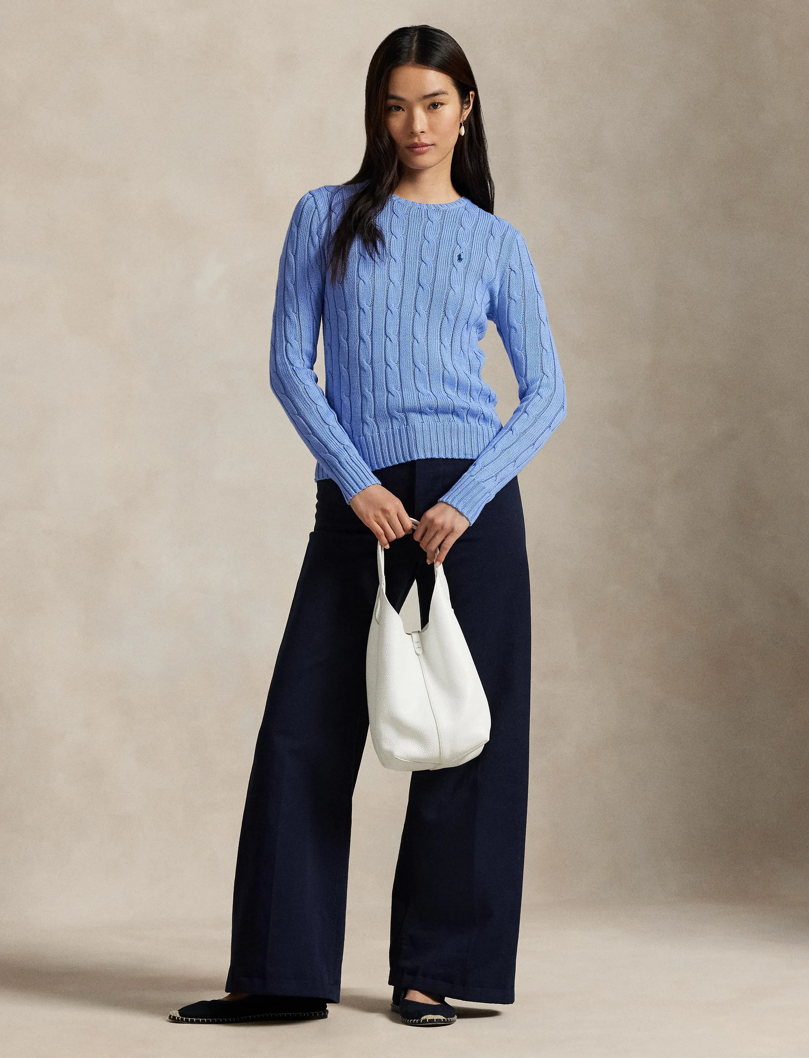 Polo Ralph Lauren Cable-Knit Cotton Crewneck Sweater - Ralph Lauren - NEW LITCHFIELD BL / blue