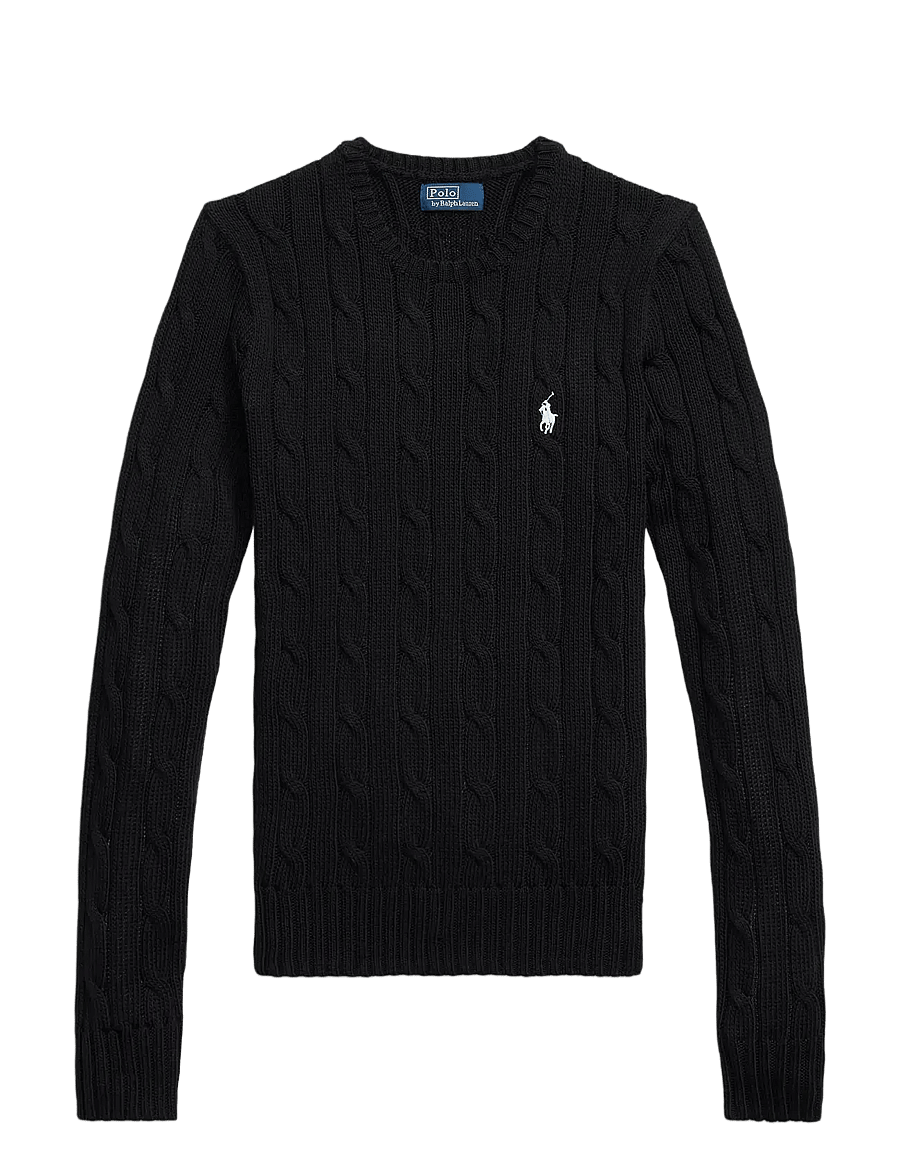 Polo Ralph Lauren - Cable-Knit Cotton Crewneck Sweater - džemperi - polo black/white - 1