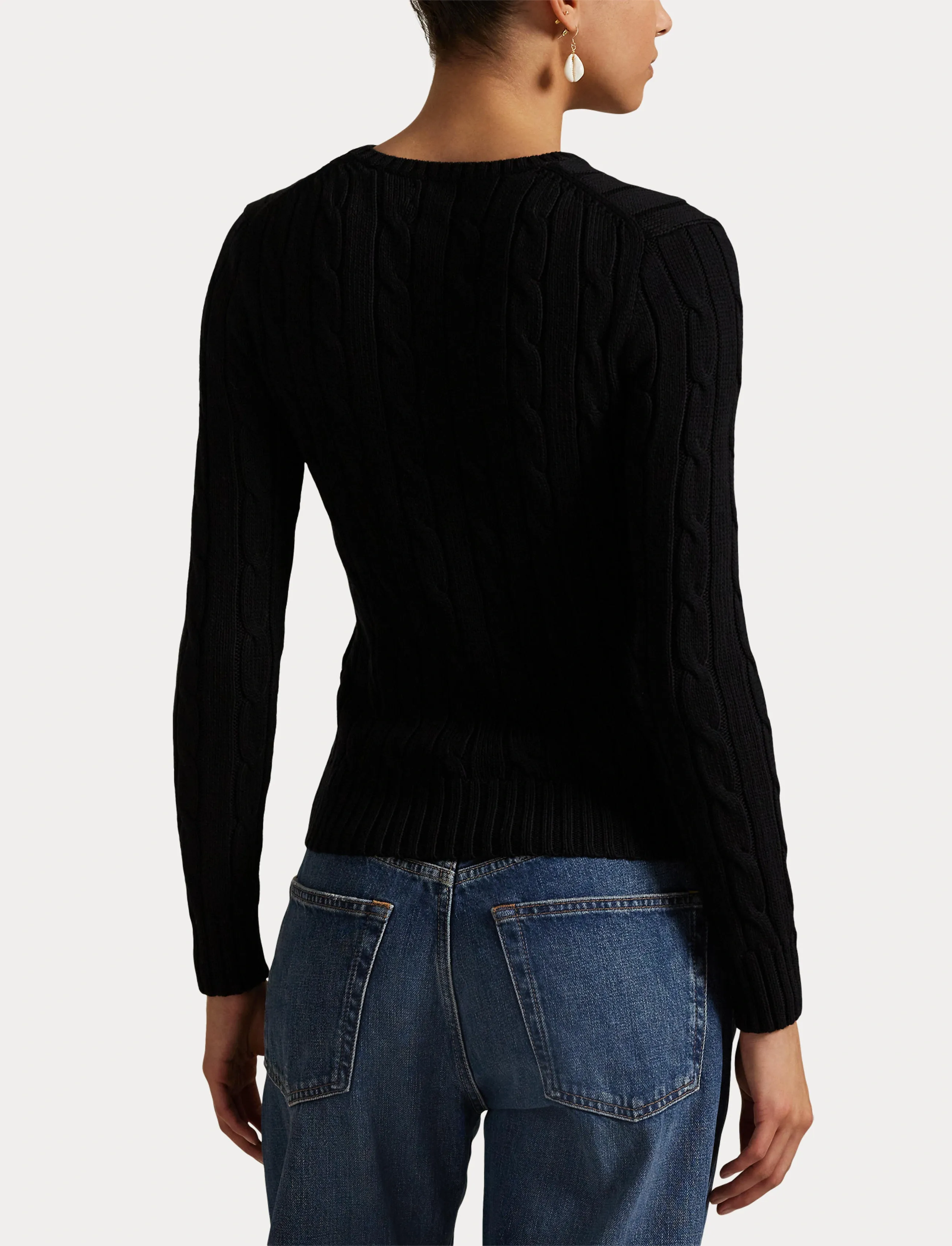 Polo Ralph Lauren Cable-Knit Cotton Crewneck Sweater - Geburtstag - POLO BLACK/WHITE / black