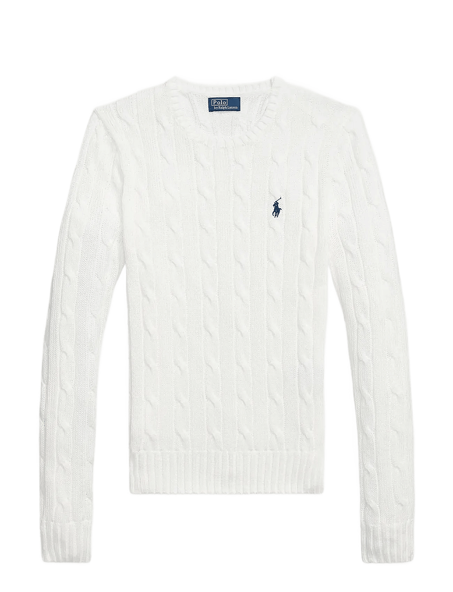 Polo Ralph Lauren - Cable-Knit Cotton Crewneck Sweater - neulepuserot - white - 1