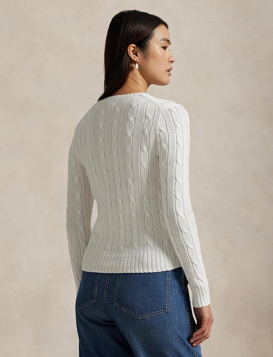 Polo Ralph Lauren - Cable-Knit Cotton Crewneck Sweater - neulepuserot - white - 2