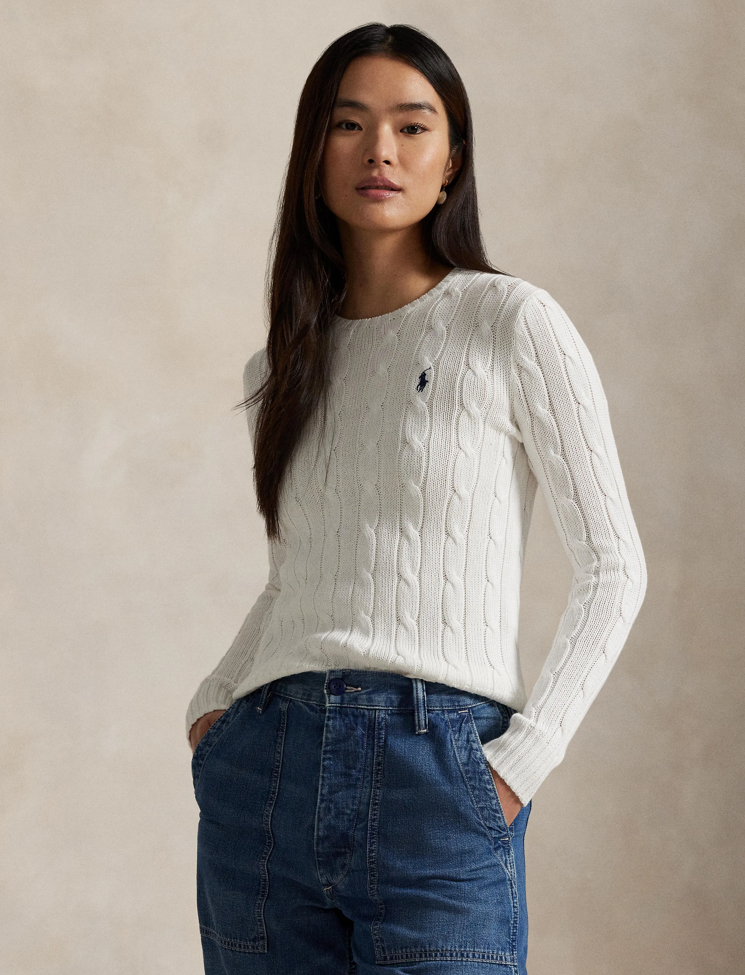 Polo Ralph Lauren - Cable-Knit Cotton Crewneck Sweater - pulls - white - 3