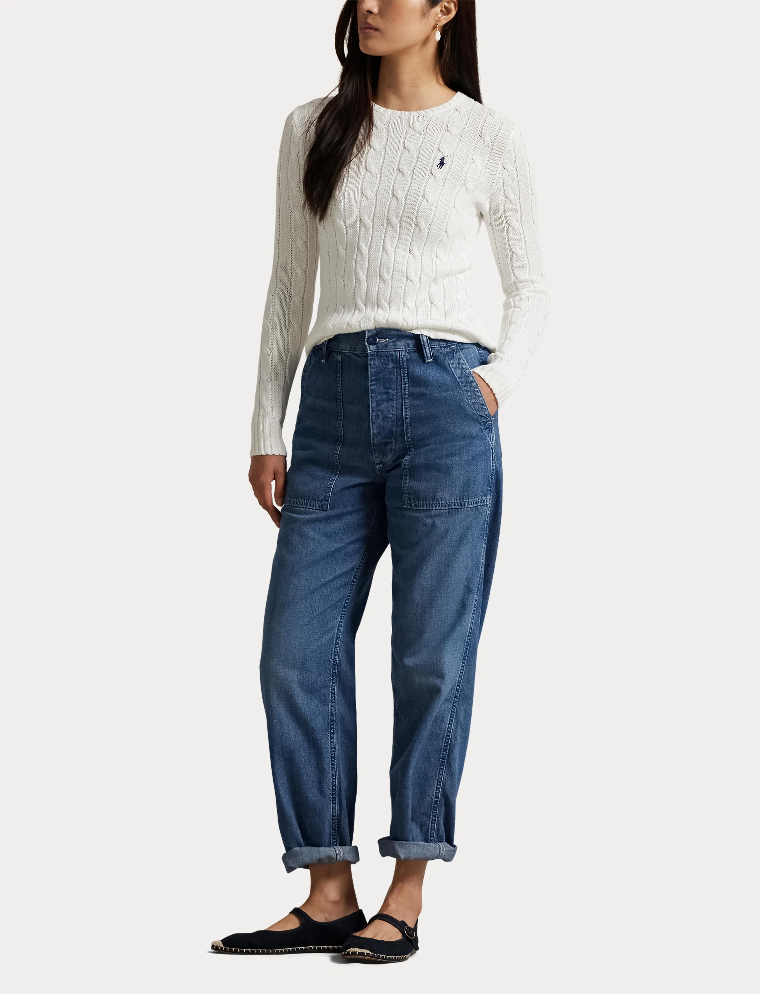 Polo Ralph Lauren - Cable-Knit Cotton Crewneck Sweater - pulls - white - 4